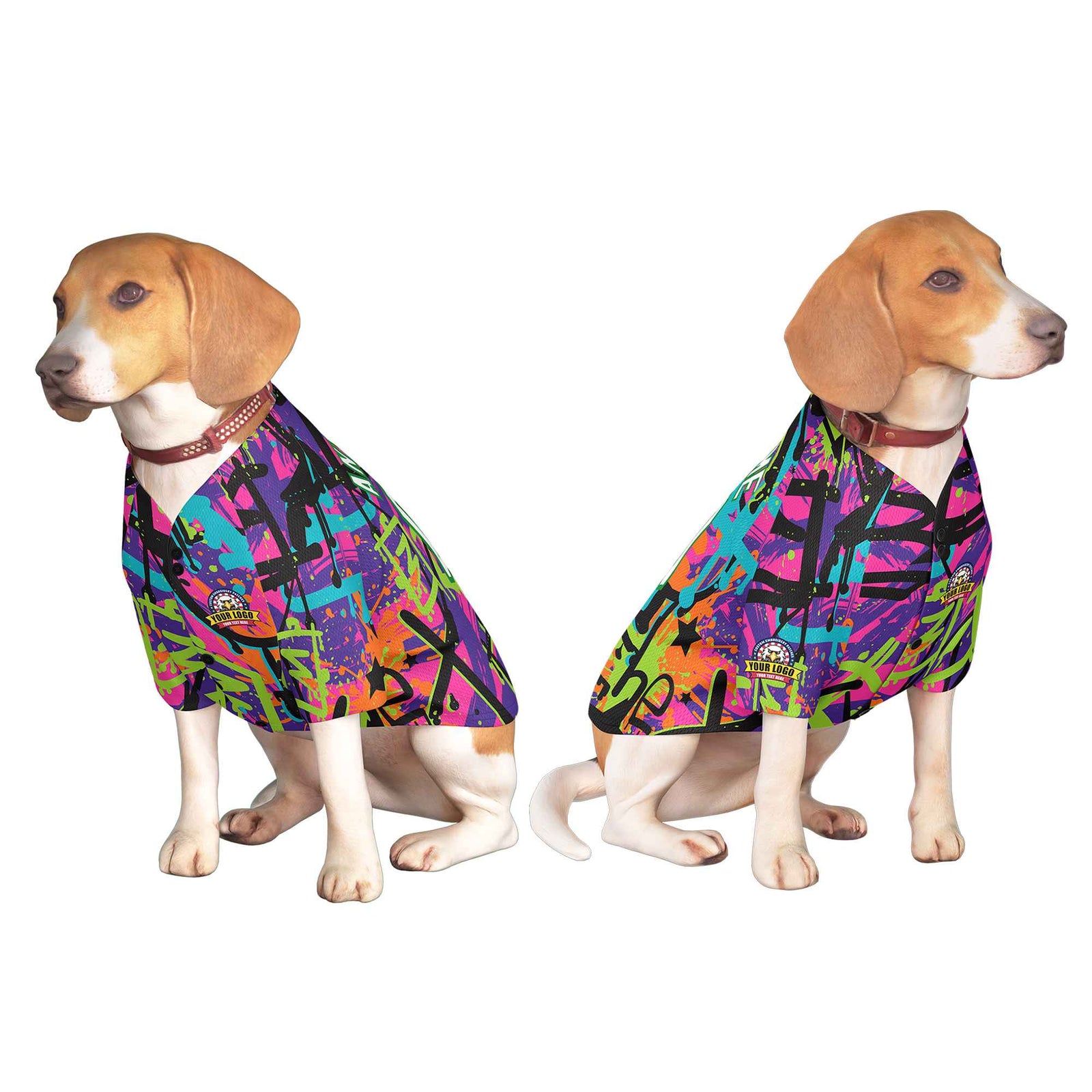 Custom White Kelly Green Graffiti Pattern Dog Jersey