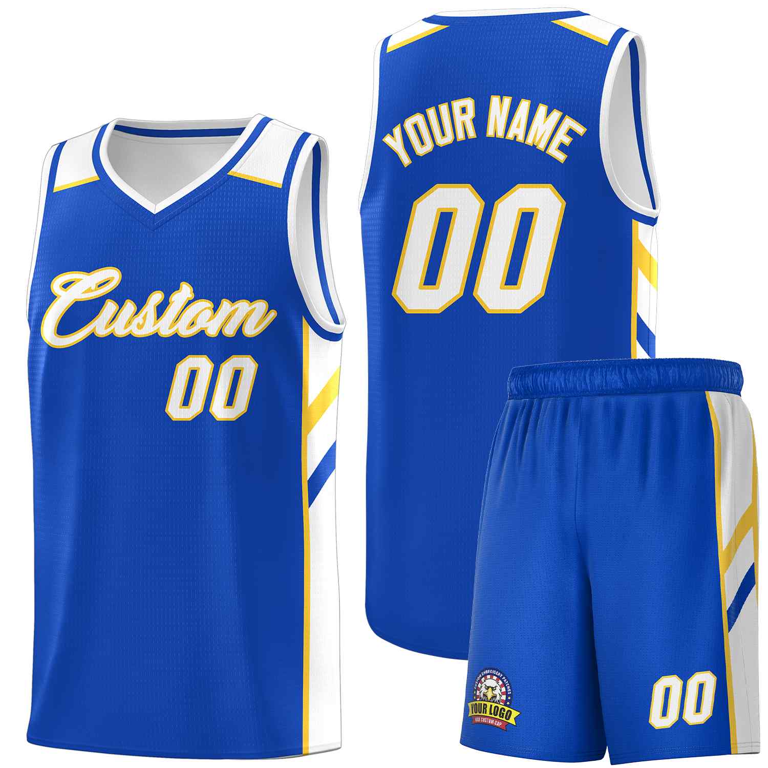 Custom Royal White-Yellow Classic Sets Sports Uniform Basketball Jersey