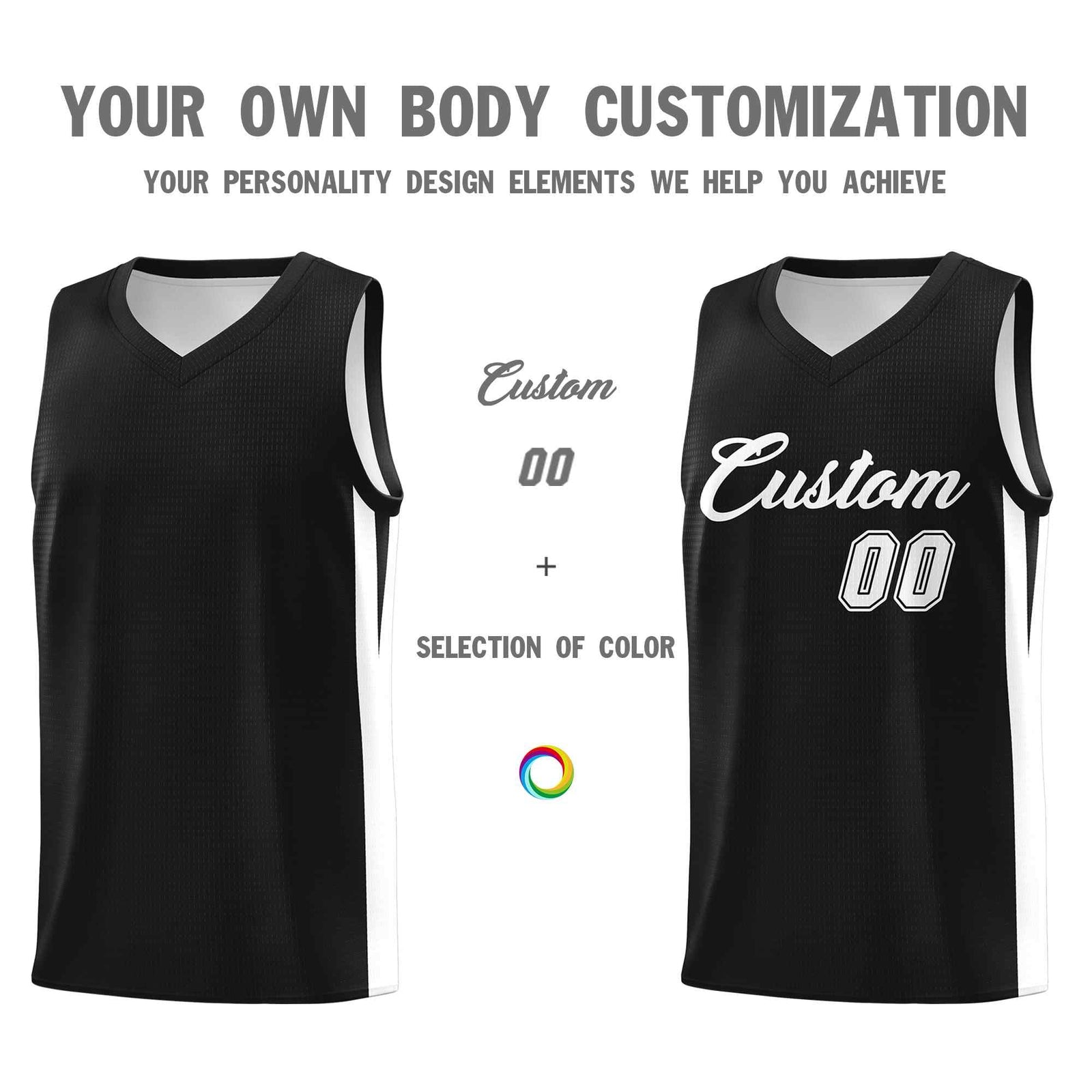 Custom Black White Classic Sets Sports Uniform Basketball Jersey