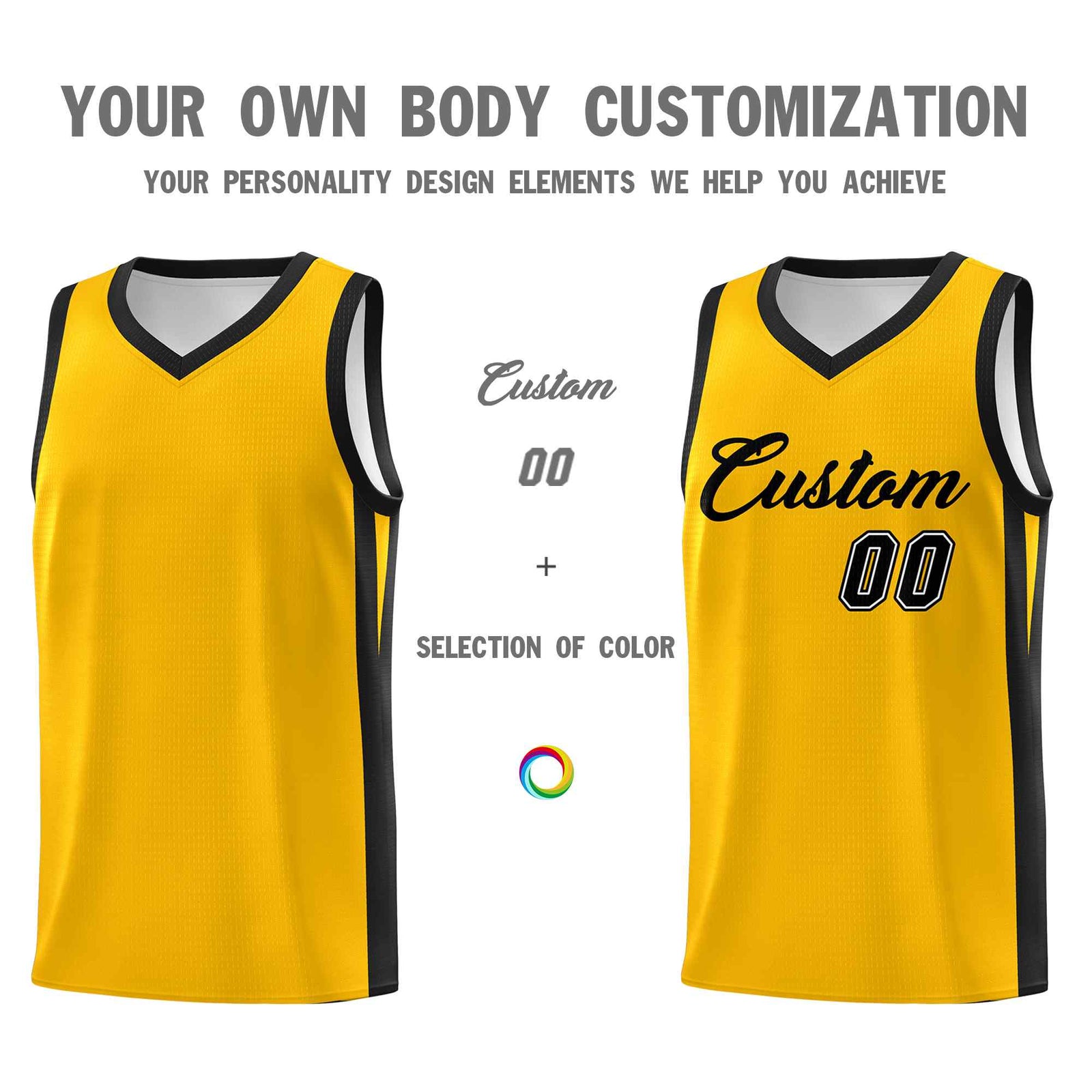 Custom Yellow Black Classic Sets Sports Uniform Basketball Jersey