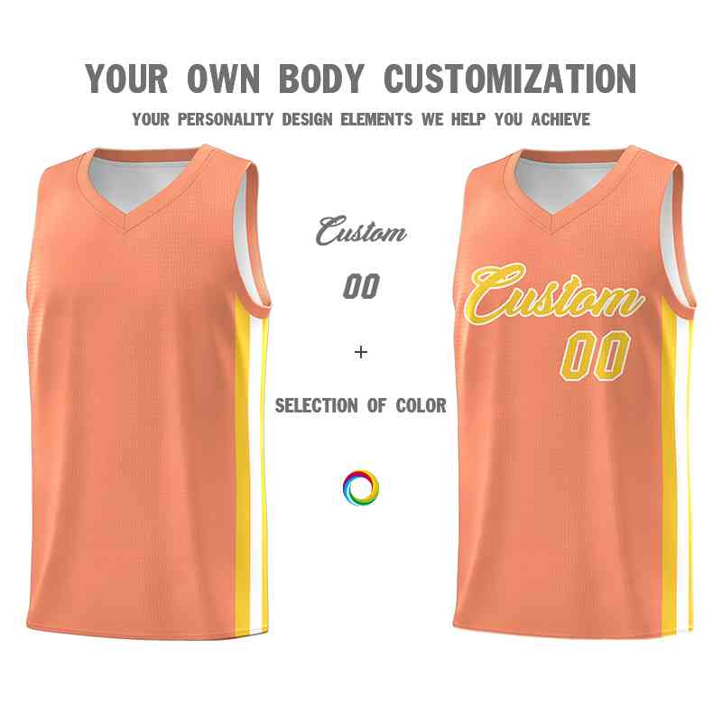 Custom Orange Gold-White Classic Tops Mesh Sport Basketball Jersey