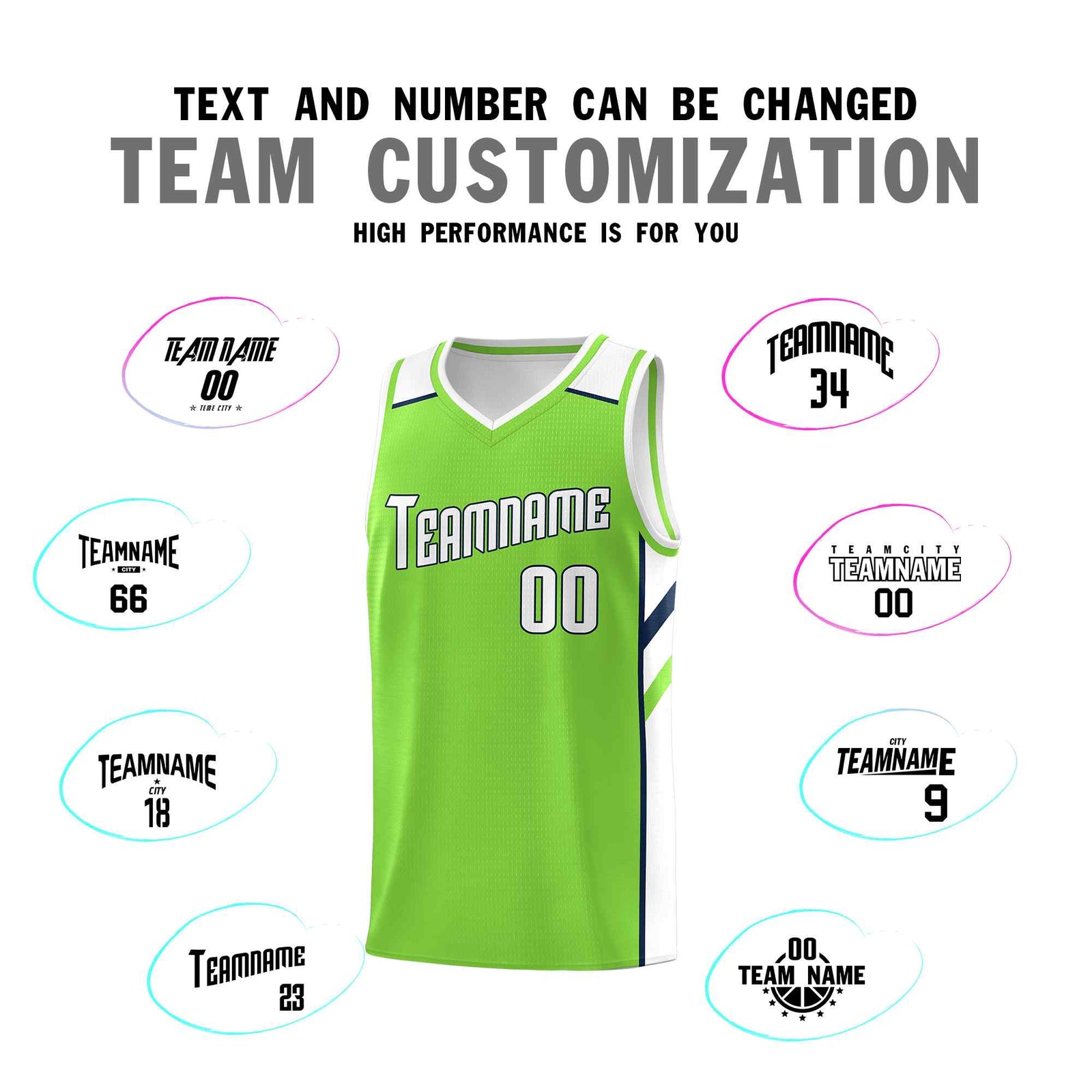 Custom Neon Green White-Navy Classic Sets Sports Uniform Basketball Jersey