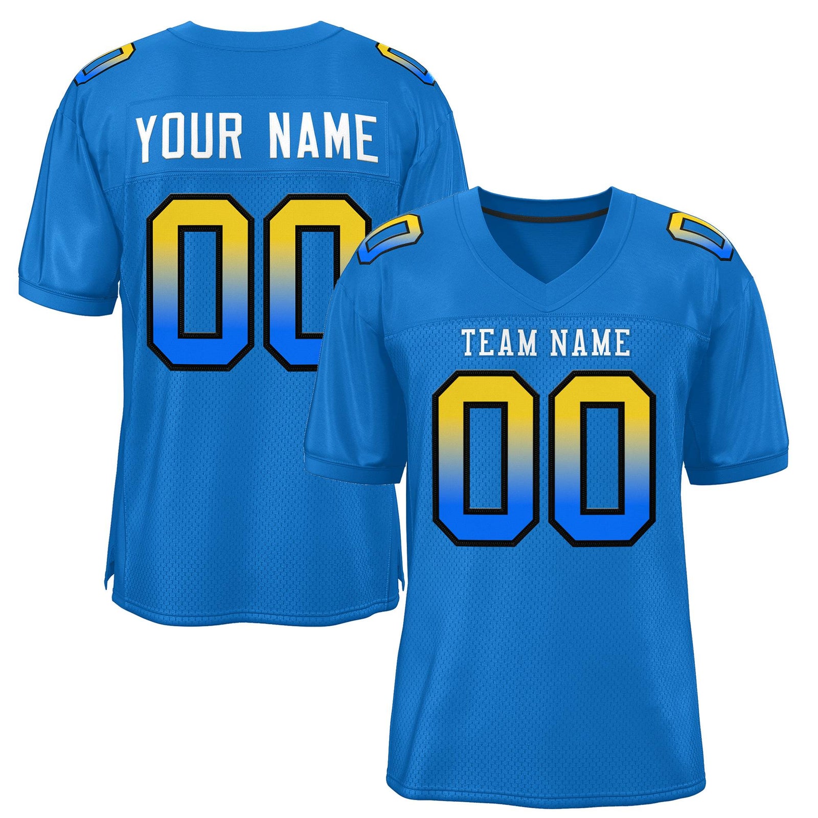 Custom Panther Blue White Gradient Fashion Outdoor Authentic Football Jersey