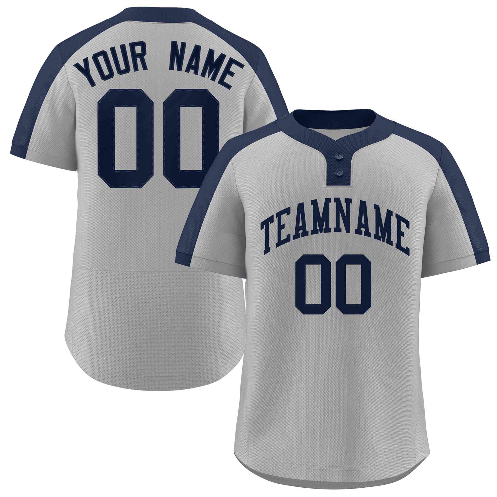Custom Gray Navy Classic Style Authentic Two-Button Softball Jersey