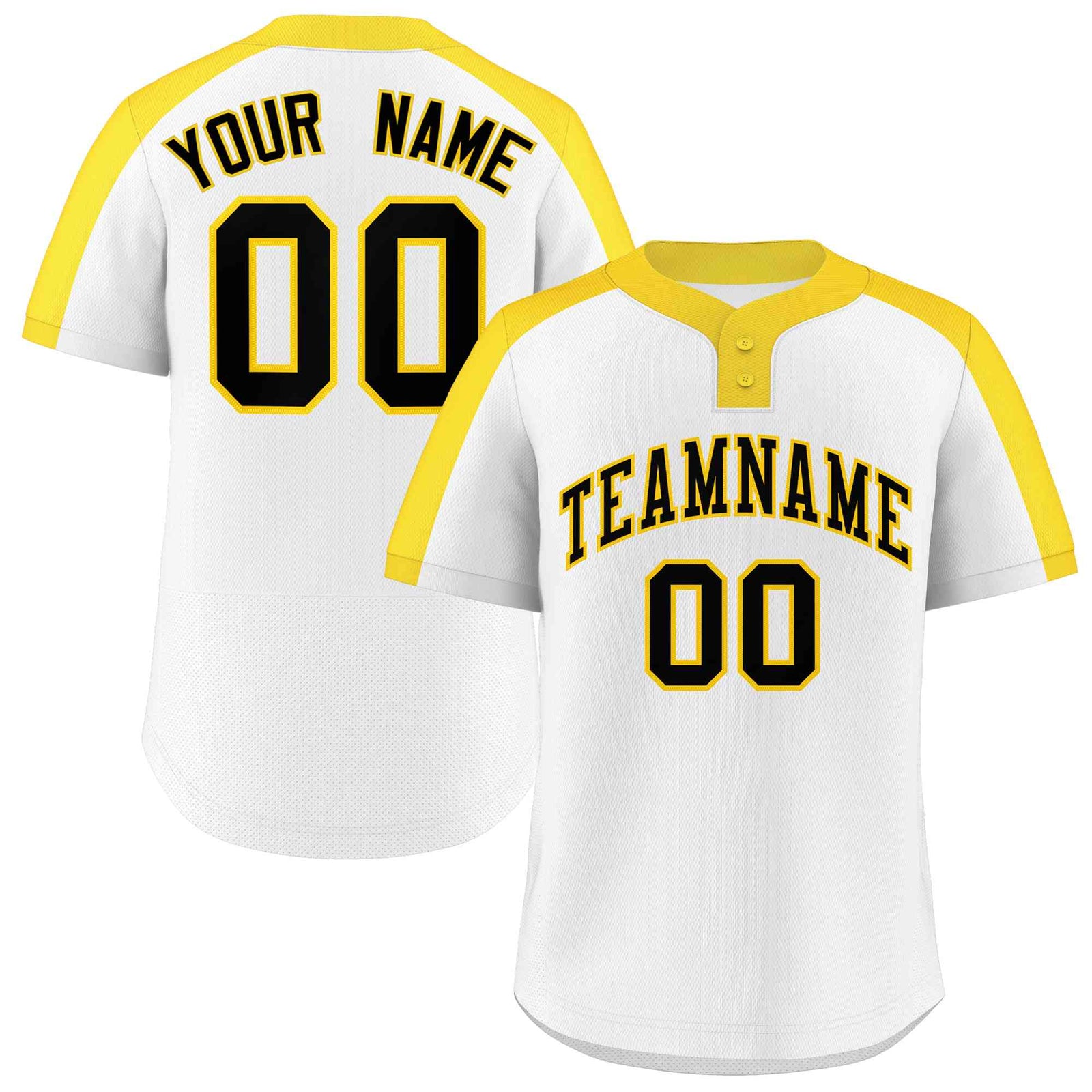 Custom White Black-Gold Classic Style Authentic Two-Button Softball Jersey