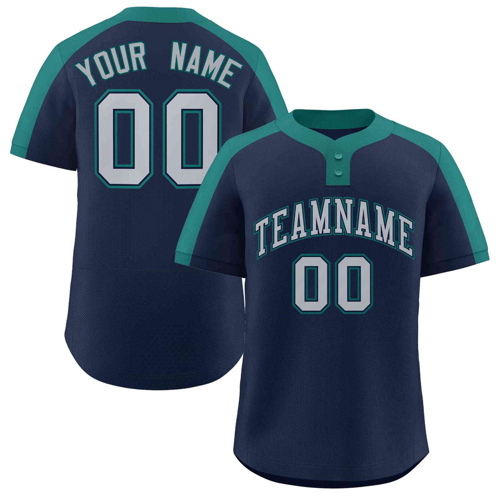 Custom Navy Gray-Navy Classic Style Authentic Two-Button Softball Jersey