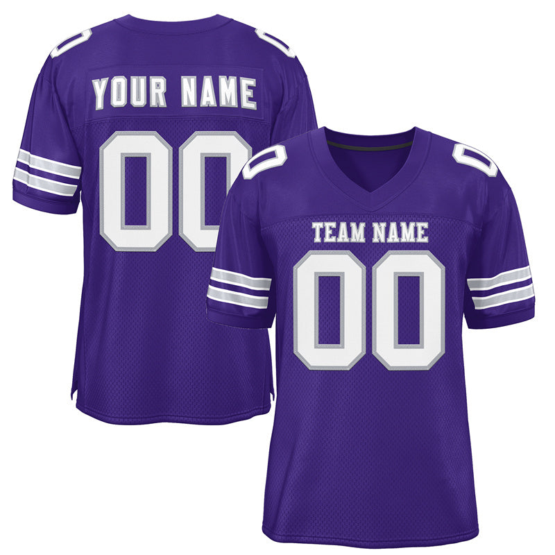 Custom Purple Classic Style Mesh Authentic Football Jersey