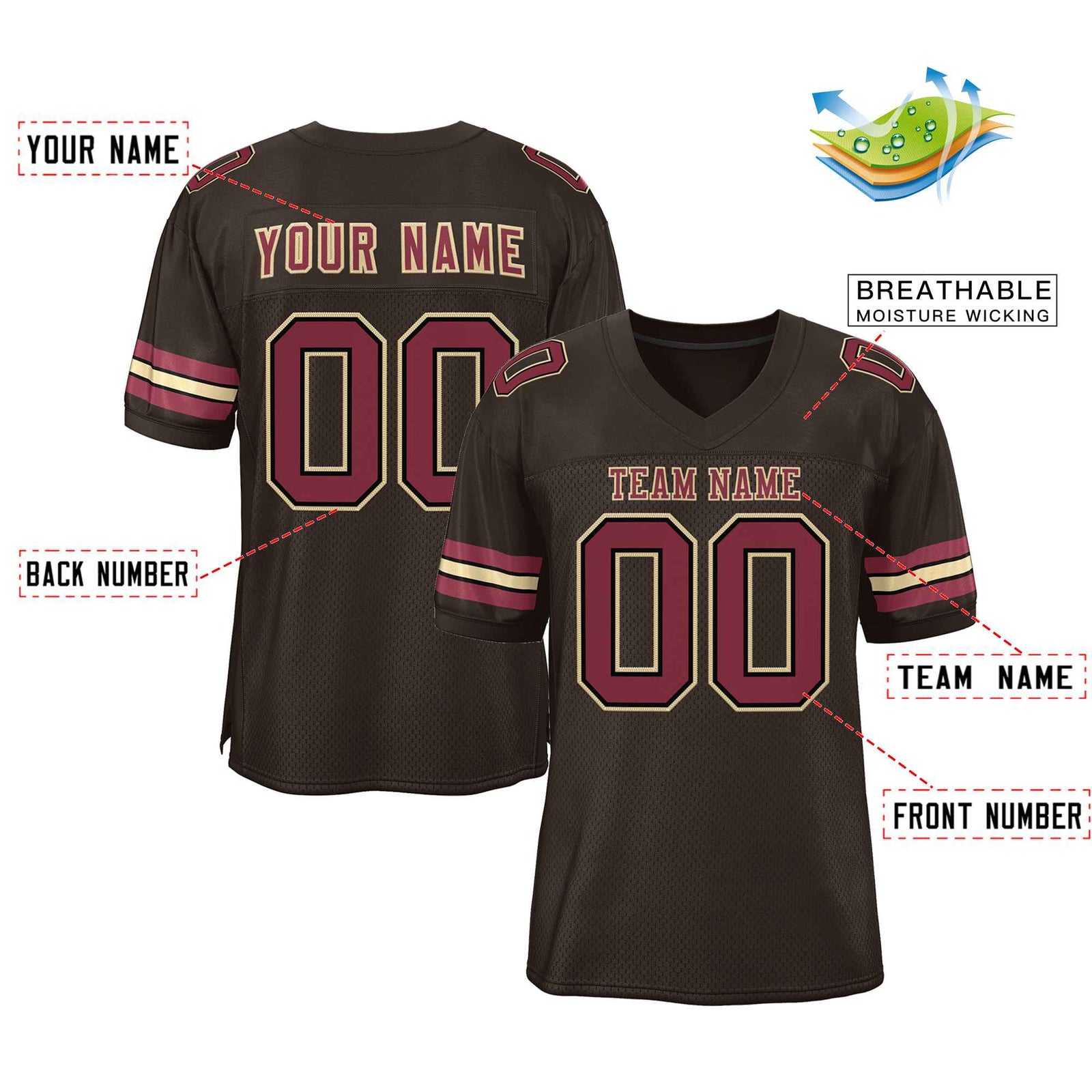 Custom Brown Crimson-Old Gold Classic Style Authentic Football Jersey