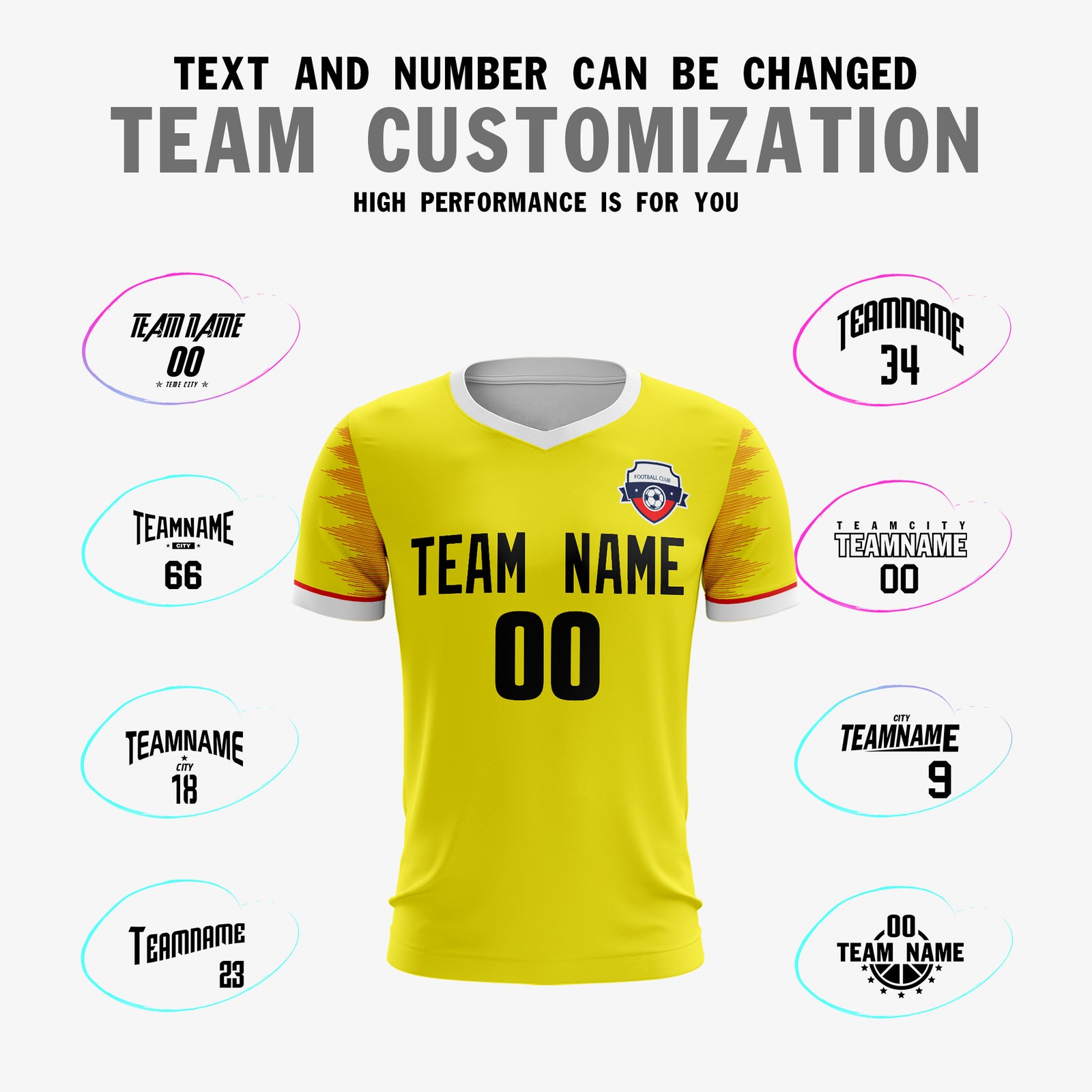 Custom Yellow Black Sport Soccer Tops Jersey