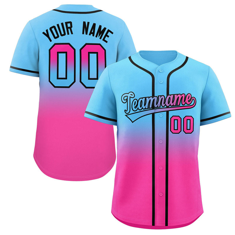 Custom Light Blue Pink Gradient Fashion Authentic Baseball Jersey For Youth | KXKSHOP