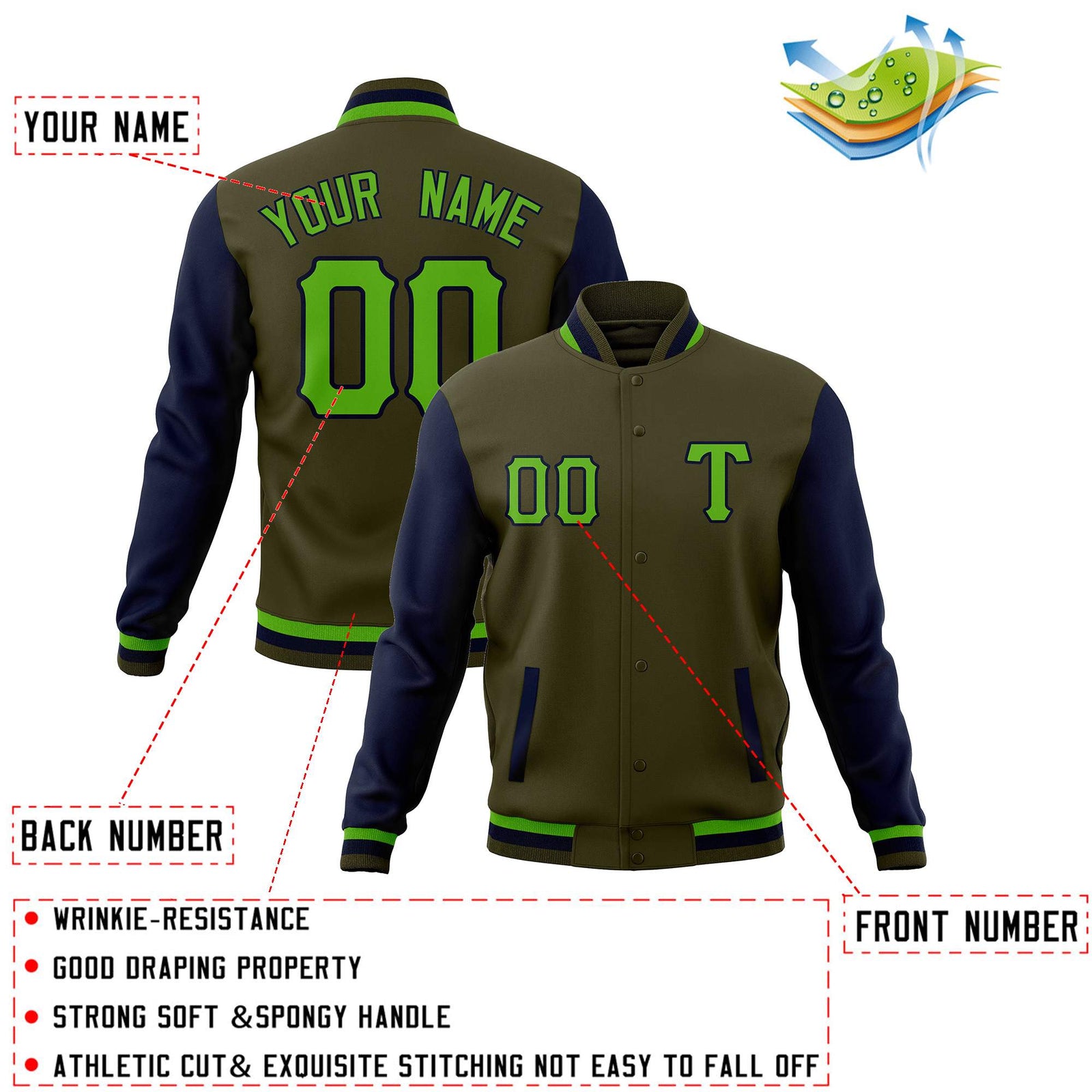 Custom Full-Snap Casual Baseball Coats Varsity Letterman Jackets