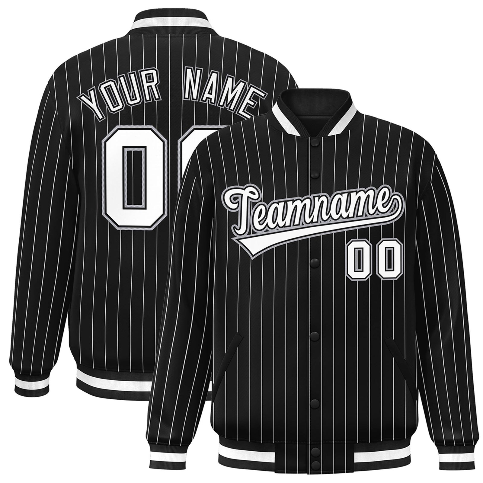 Custom Black White-Gray Bomber Stripe Fashion Jacket for Men/Women/Youth