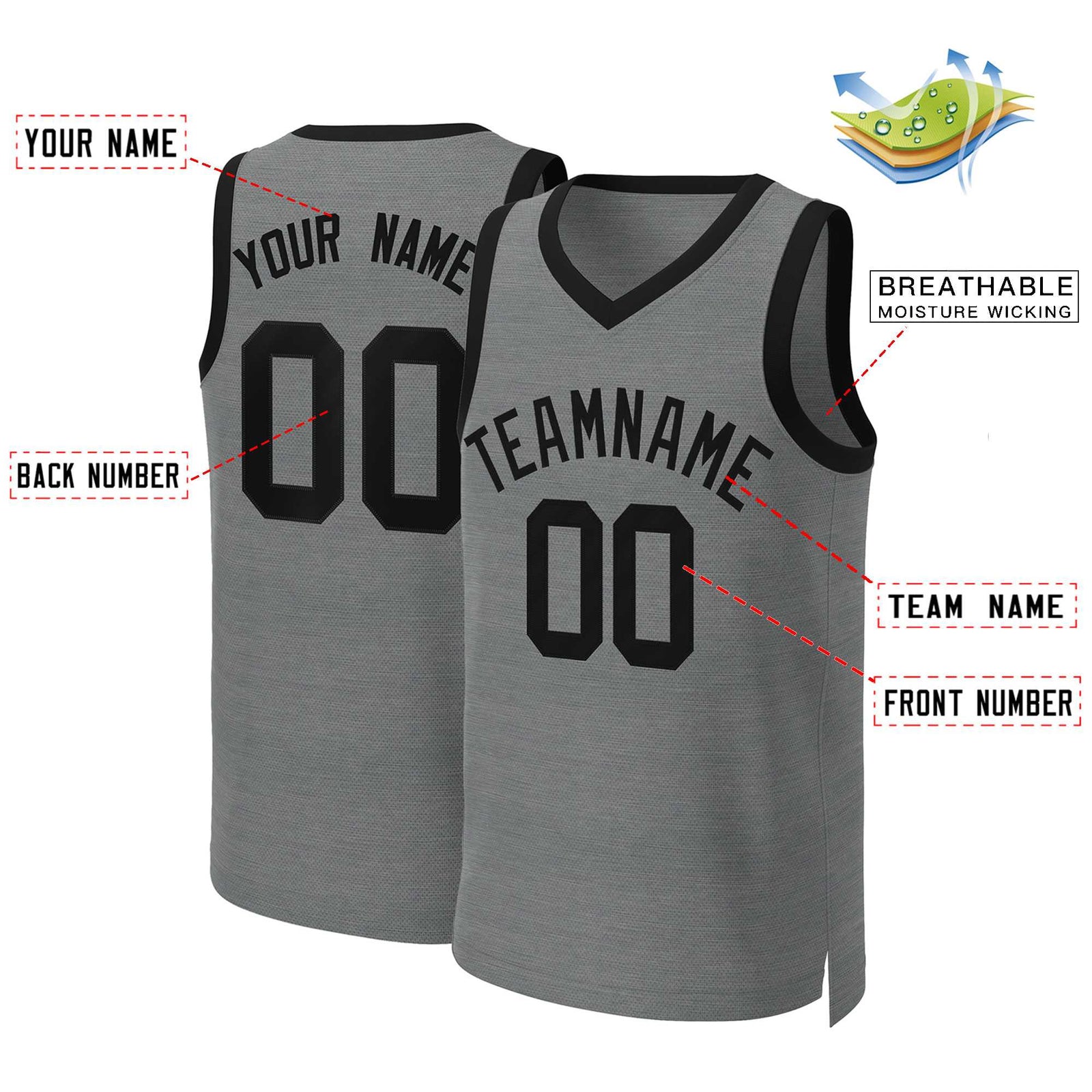 Custom Dark Gray Black Classic Tops Basketball Jersey