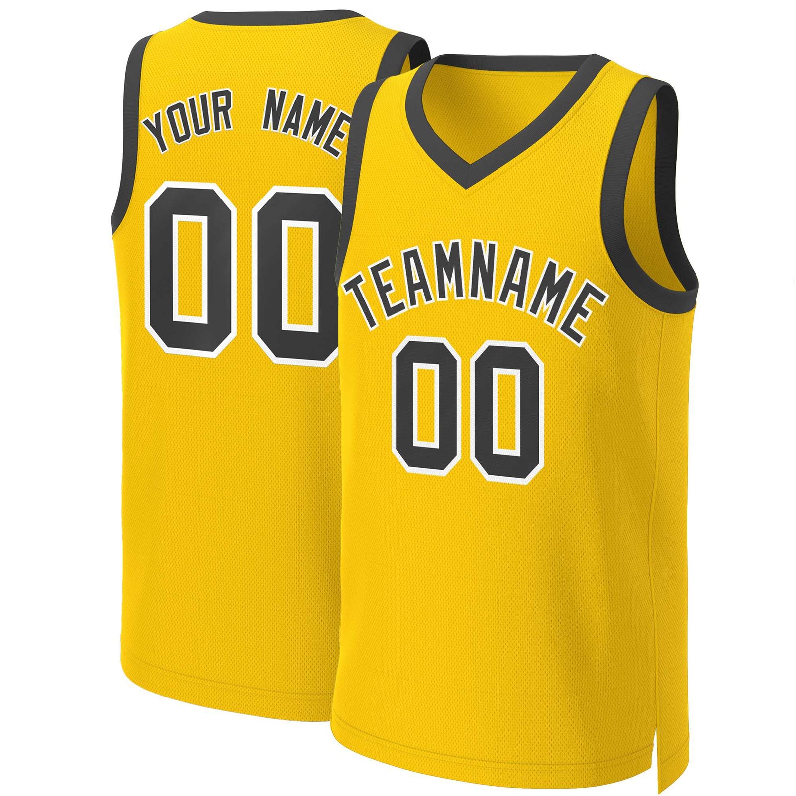 Custom Yellow Black-White Classic Tops Basketball Jersey