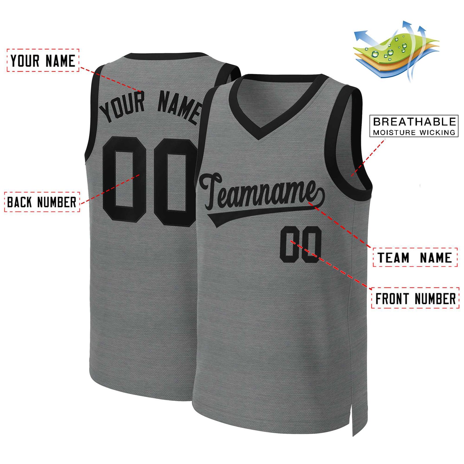 Custom Dark Gray Black Classic Tops Basketball Jersey