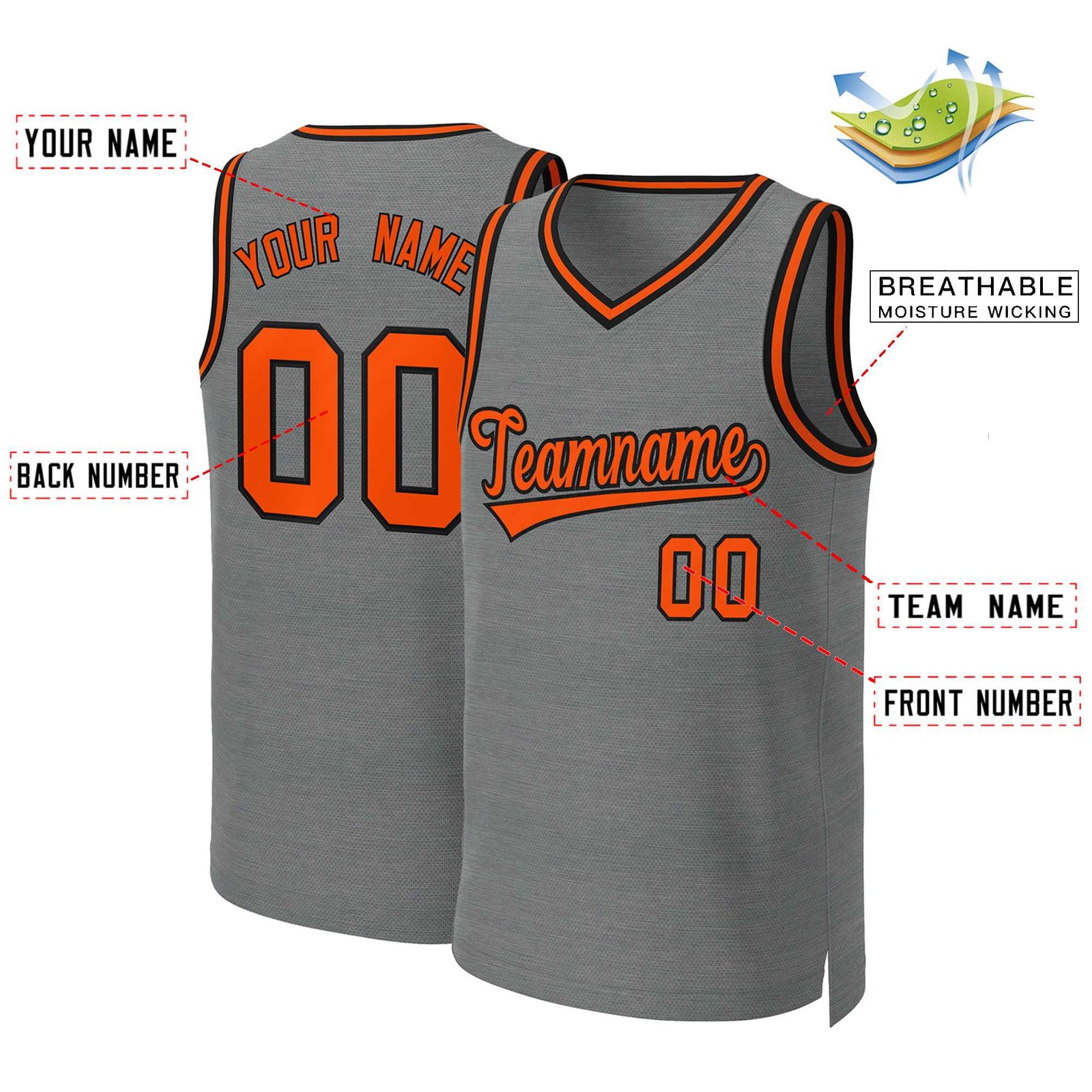 Custom Dark Gray Orange-Black Classic Tops Basketball Jersey