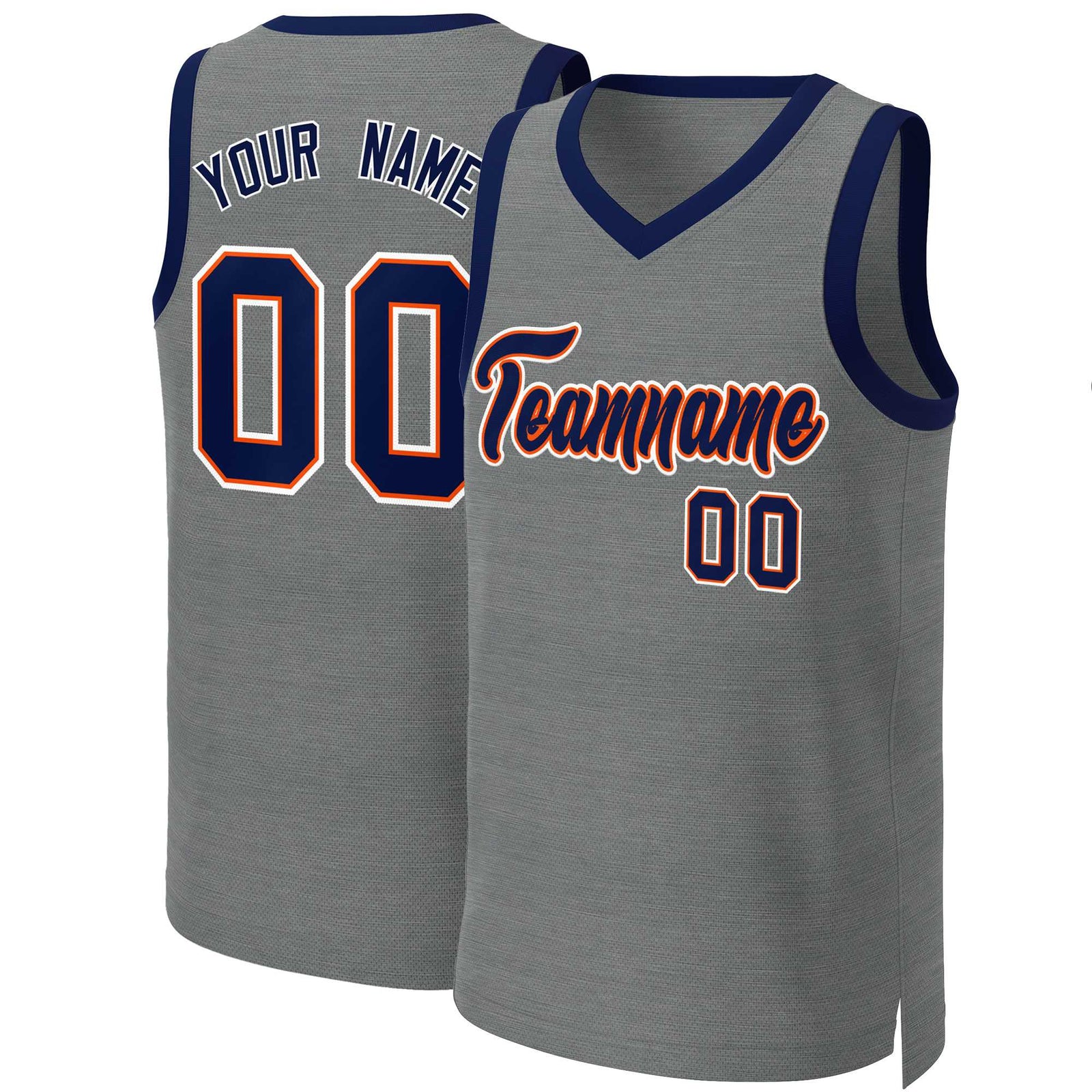 Custom Dark Gray Navy-Orange Classic Tops Basketball Jersey
