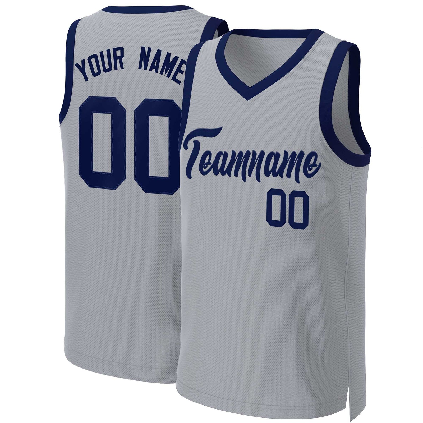 Custom Gray Navy Classic Tops Basketball Jersey