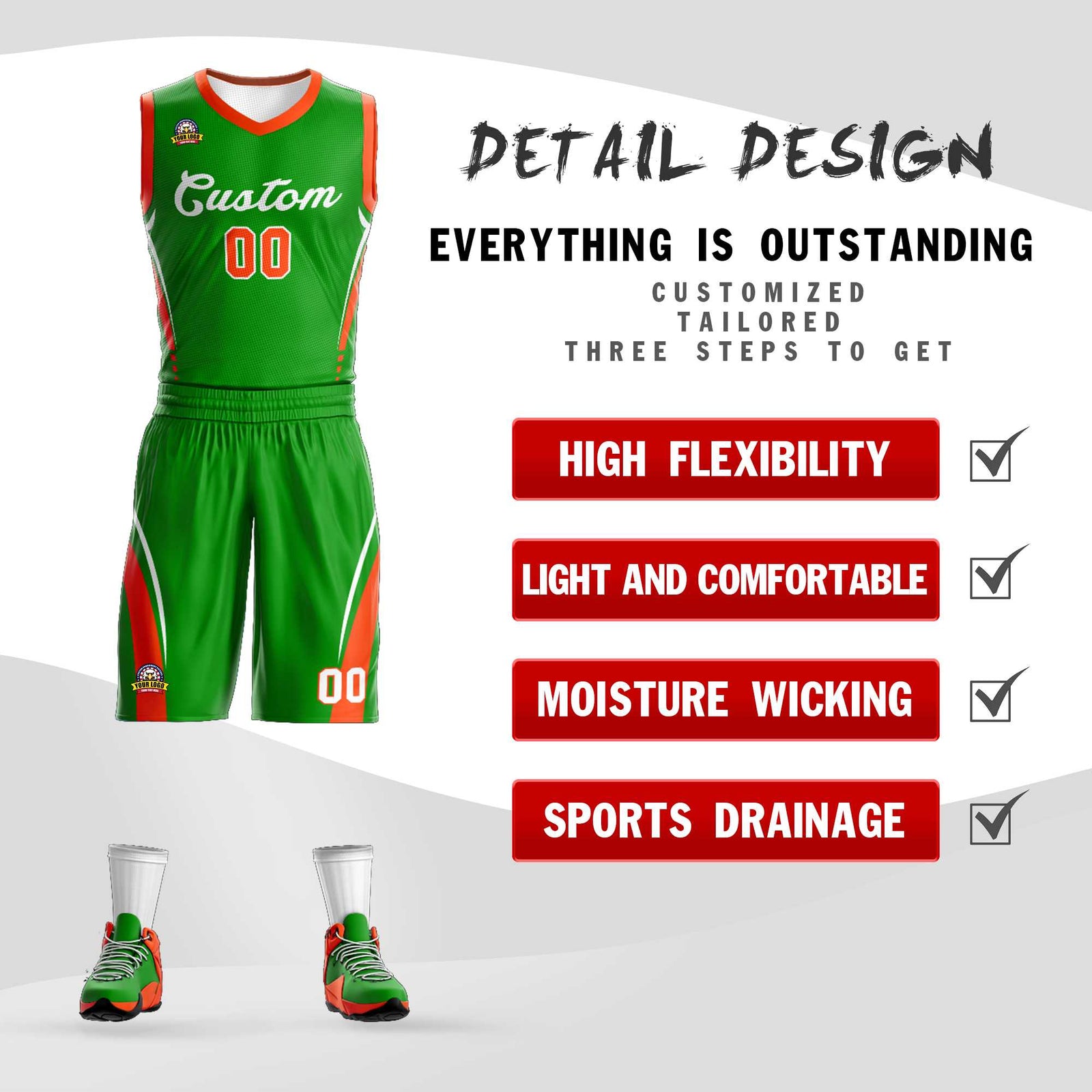 Custom Green White Classic Sets Mesh Basketball Jersey
