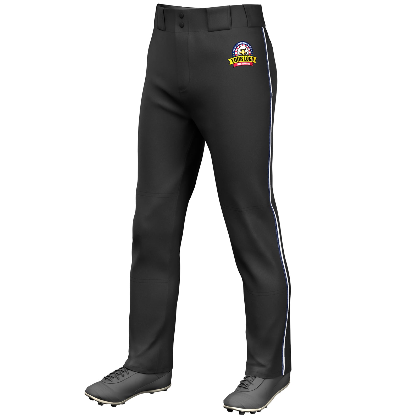 Custom Black Navy-White Classic Fit Stretch Practice Loose-fit Baseball Pants