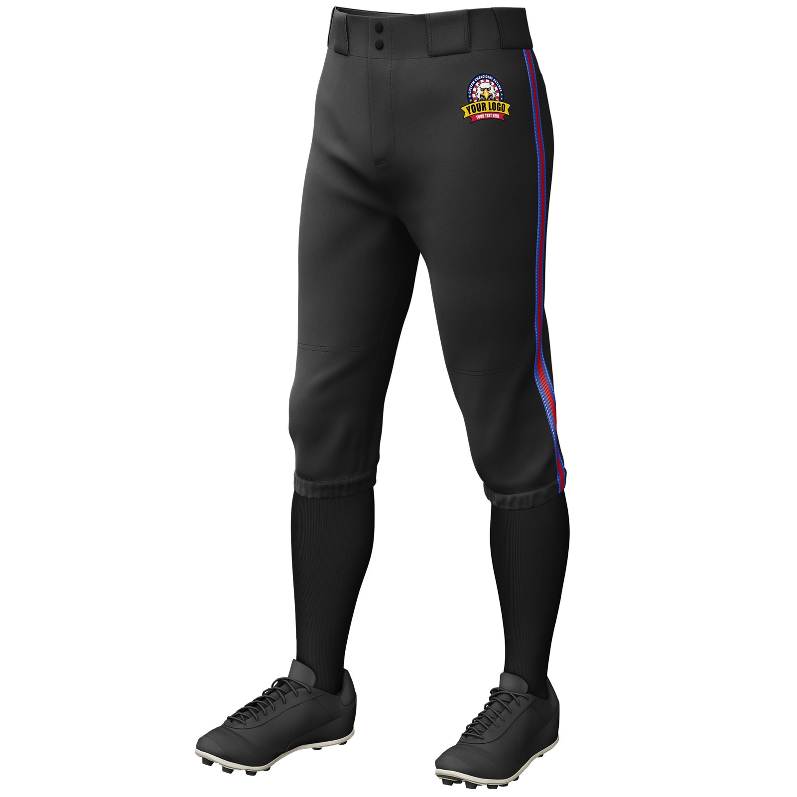 Custom Black Royal Red-Royal Classic Fit Stretch Practice Knickers Baseball Pants