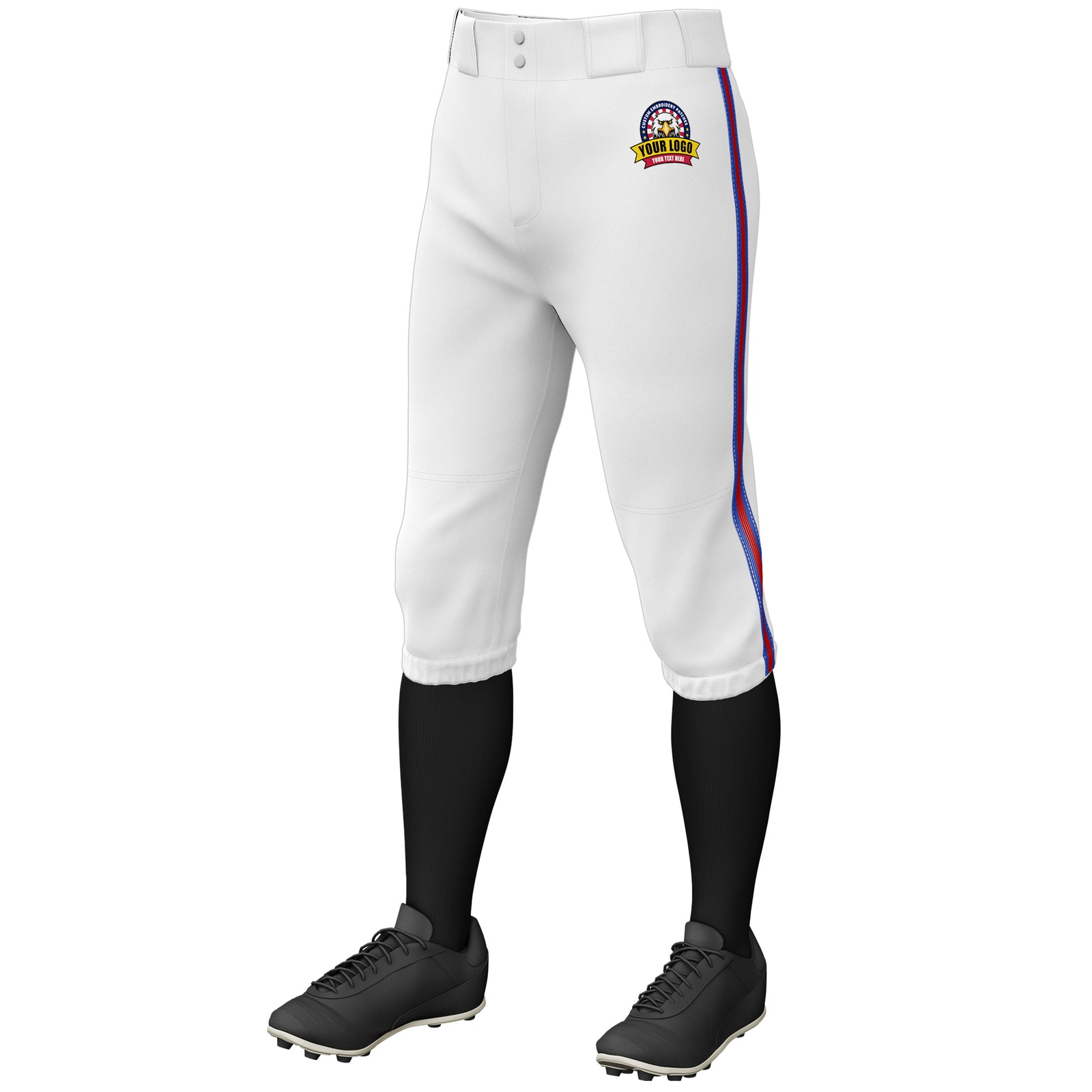 Custom White Royal Red-Royal Classic Fit Stretch Practice Knickers Baseball Pants