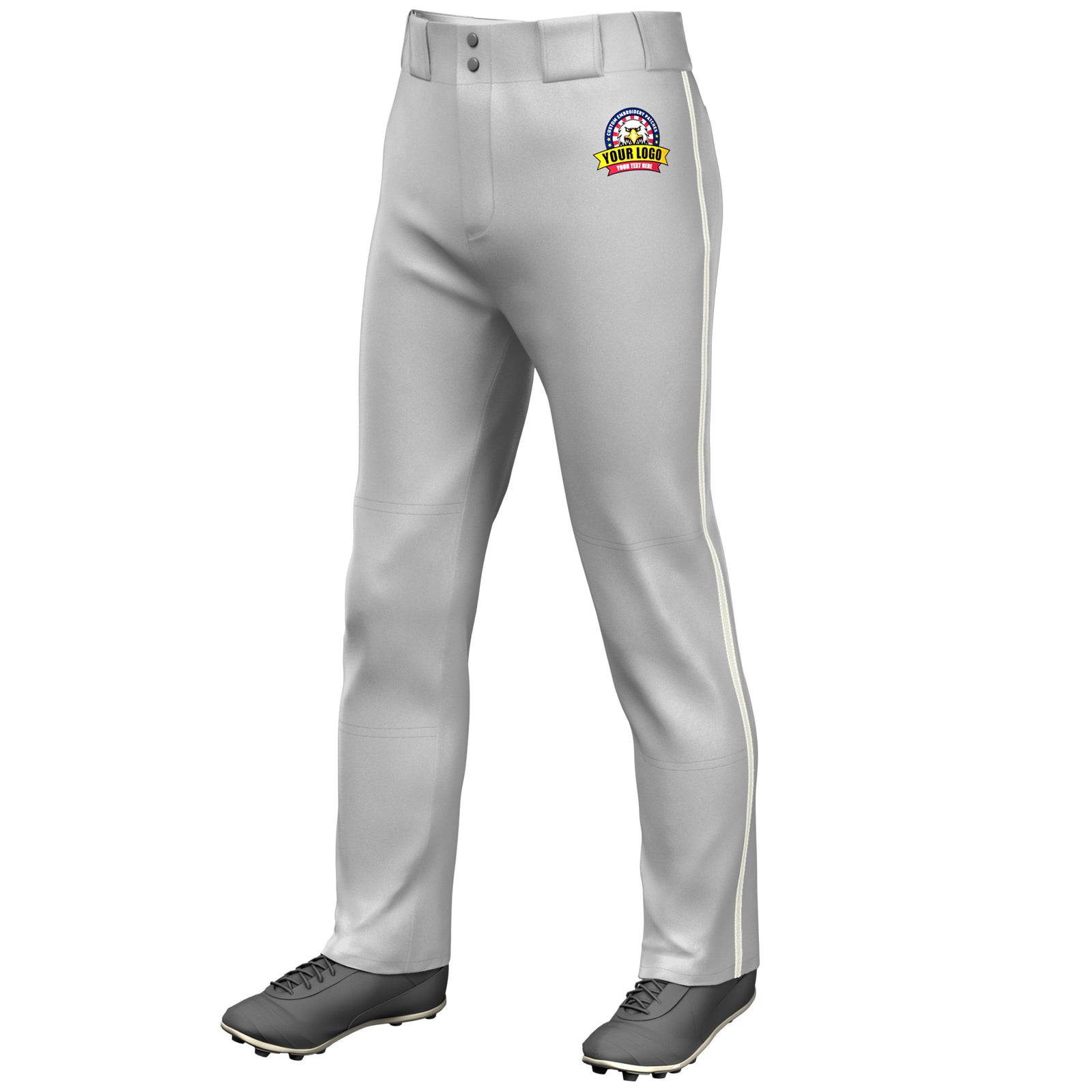 Custom Gray Cream Classic Fit Stretch Practice Loose-fit Baseball Pants