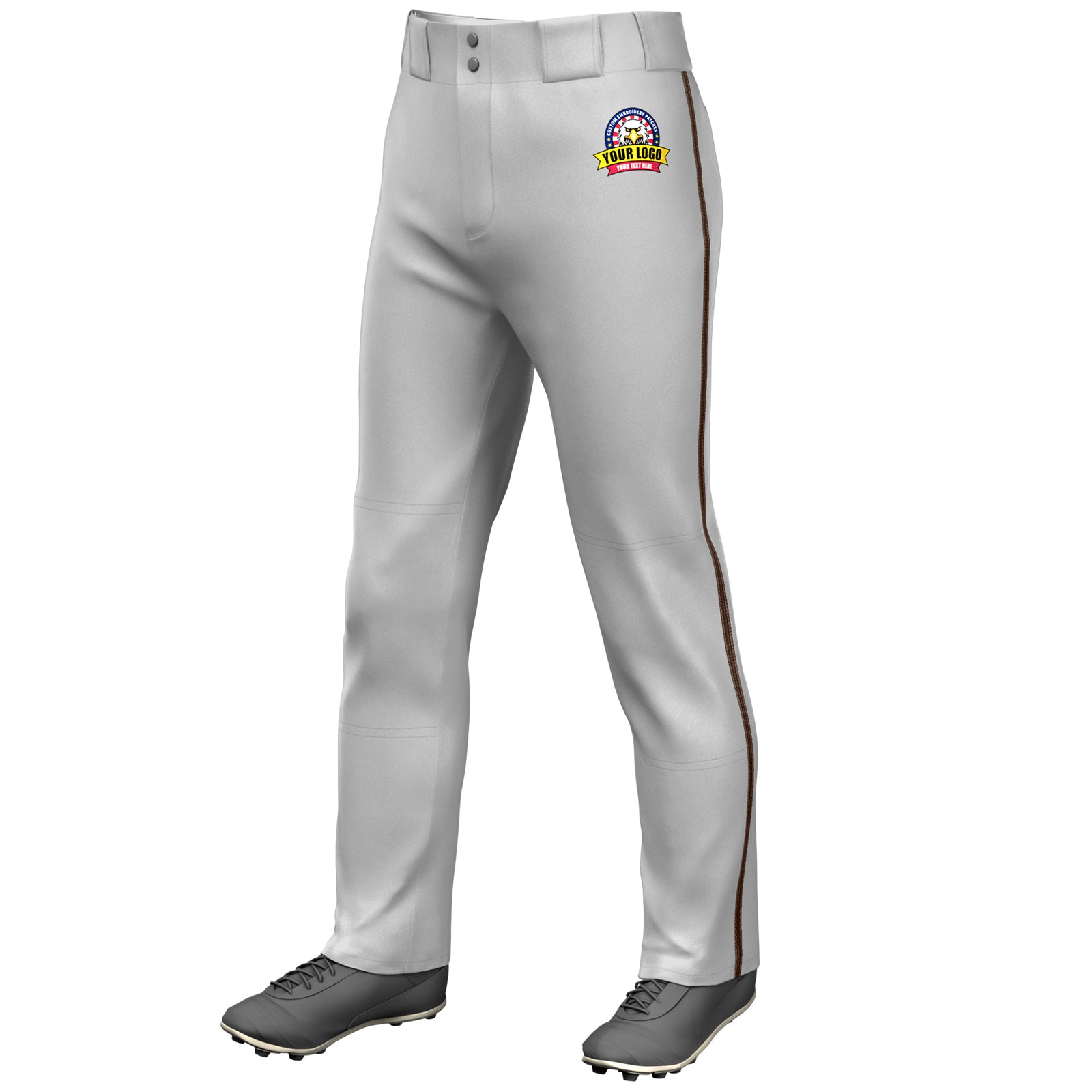 Custom Gray Brown Classic Fit Stretch Practice Loose-fit Baseball Pants