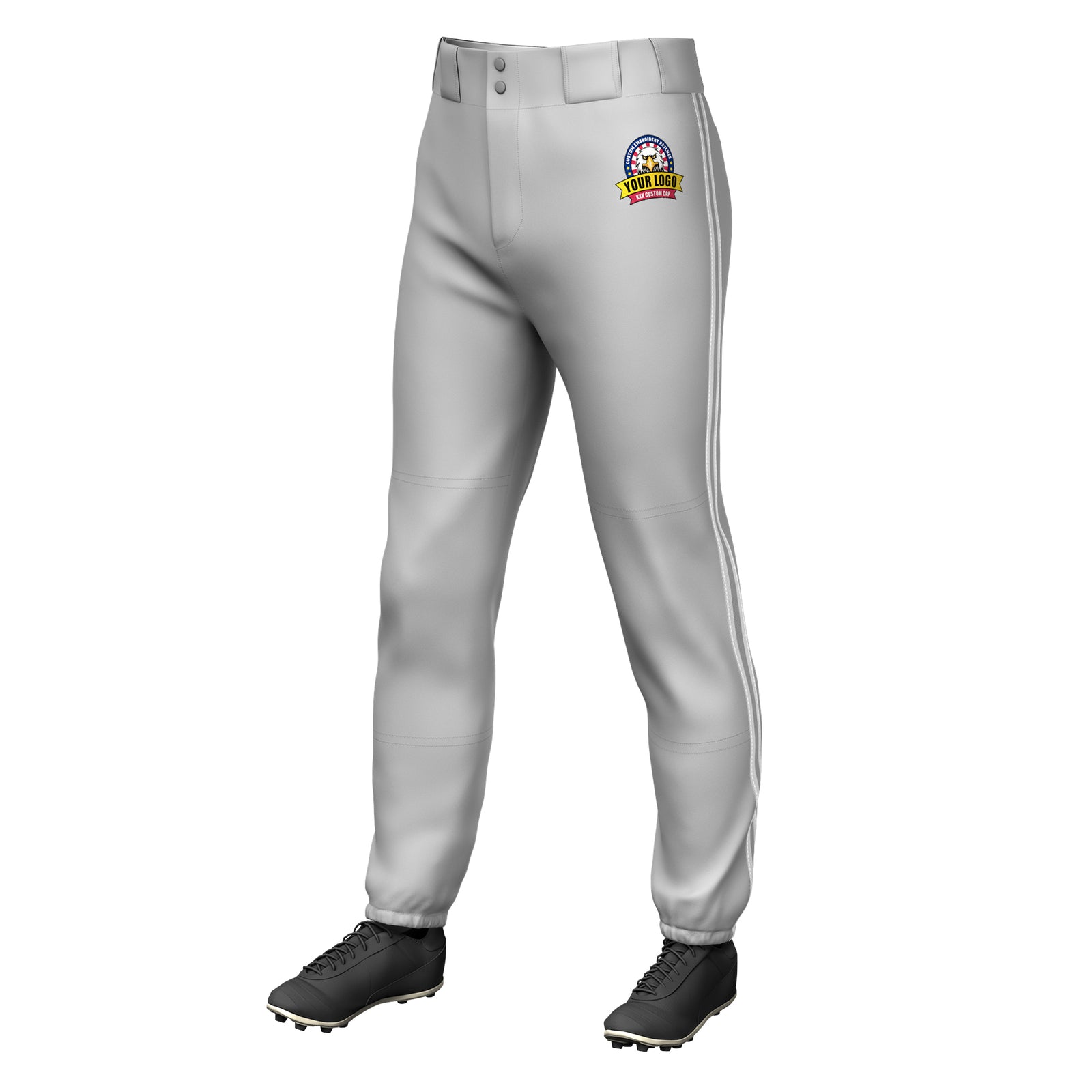 Custom Gray White Gray-White Classic Fit Stretch Practice Pull-up Baseball Pants