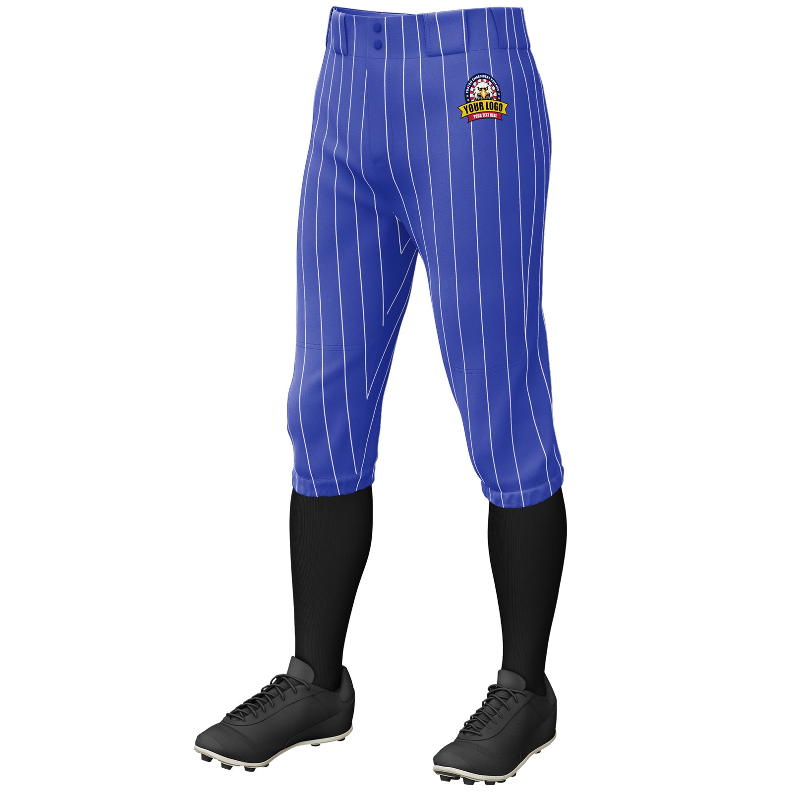 Custom Royal White Pinstripe Fit Stretch Practice Knickers Baseball Pants