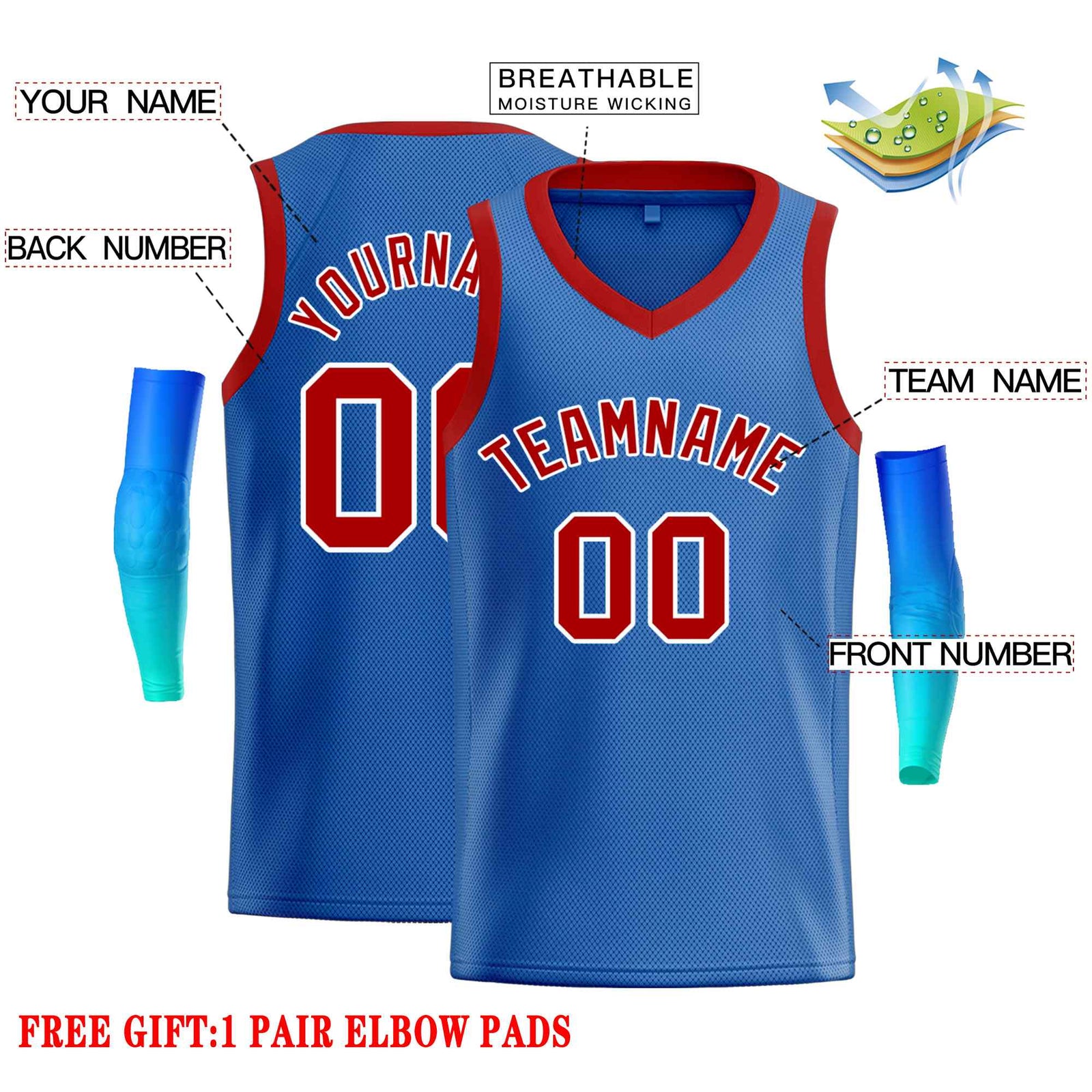 Custom Blue Red-White Classic Tops Men Casual Basketball Jersey