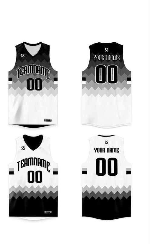 Fans-Made |Custom Black White-Gray Double Side Top Sportswear Basketball Jersey¨C Available for Reorder