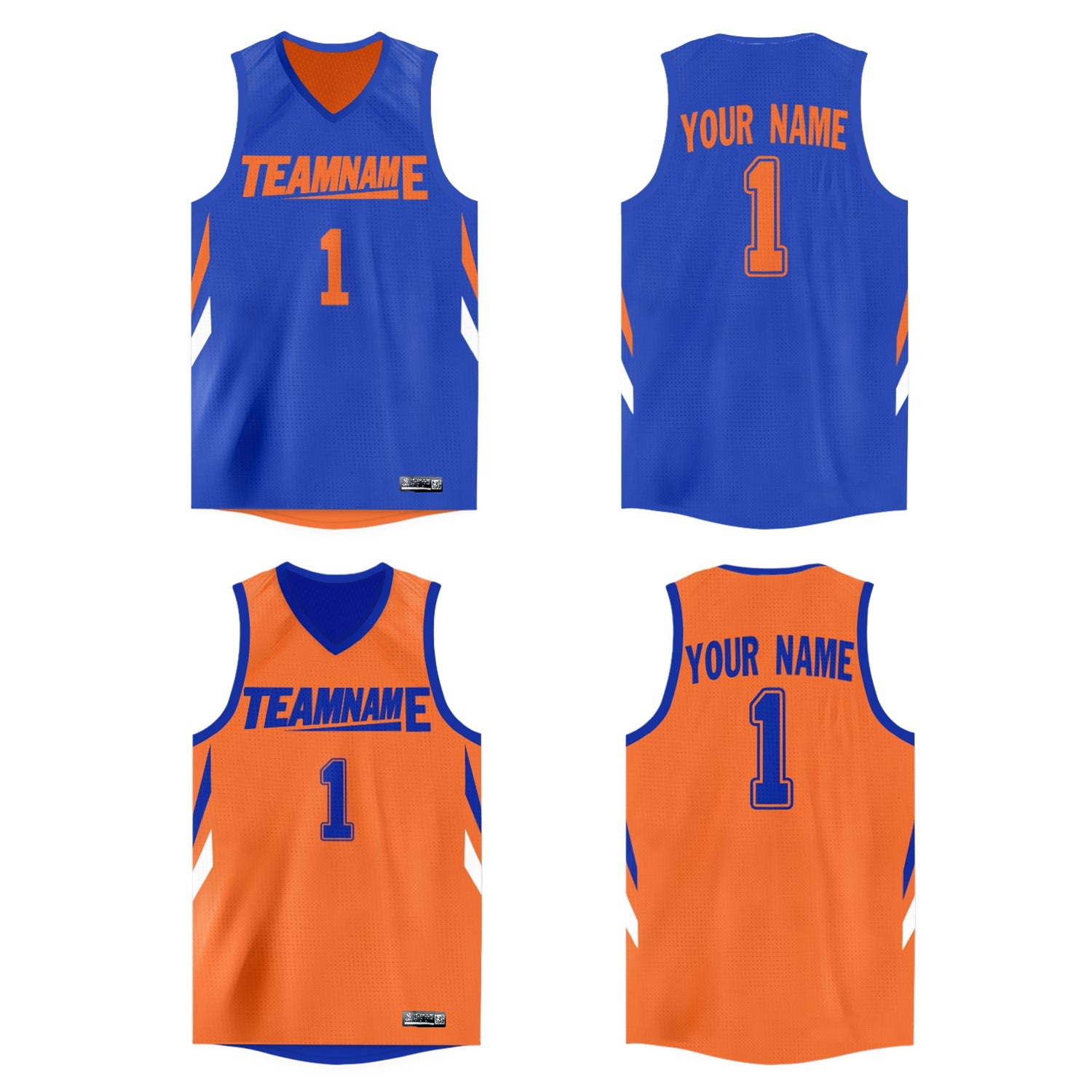 Custom Royal Orange Double Side Tops Athletic Basketball Jersey