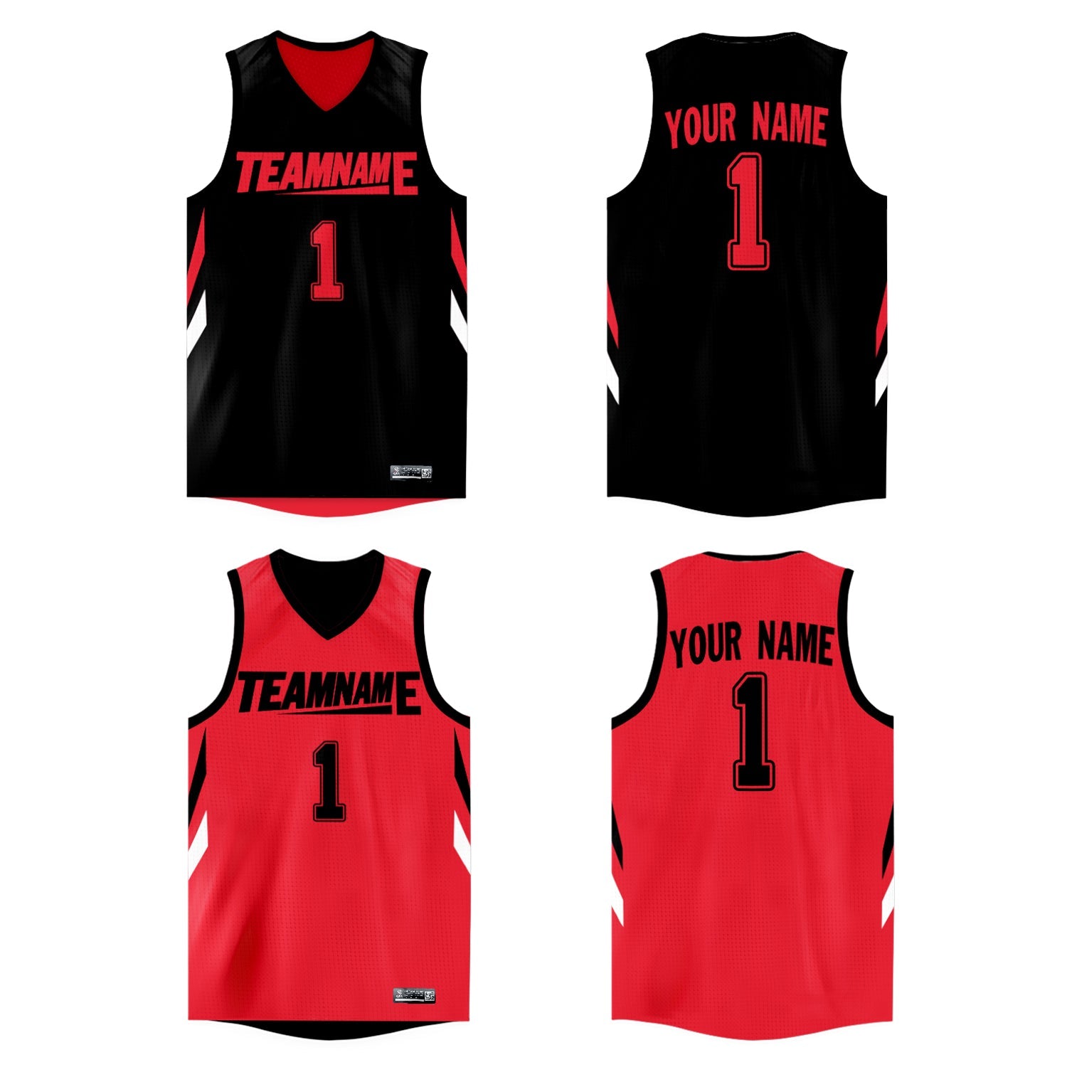 Custom Black Red Double Side Tops Athletic Basketball Jersey