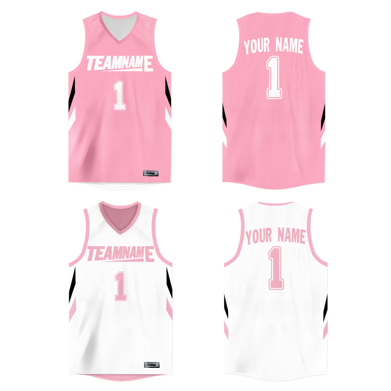 Custom Pink White Double Side Tops Athletic Basketball Jersey