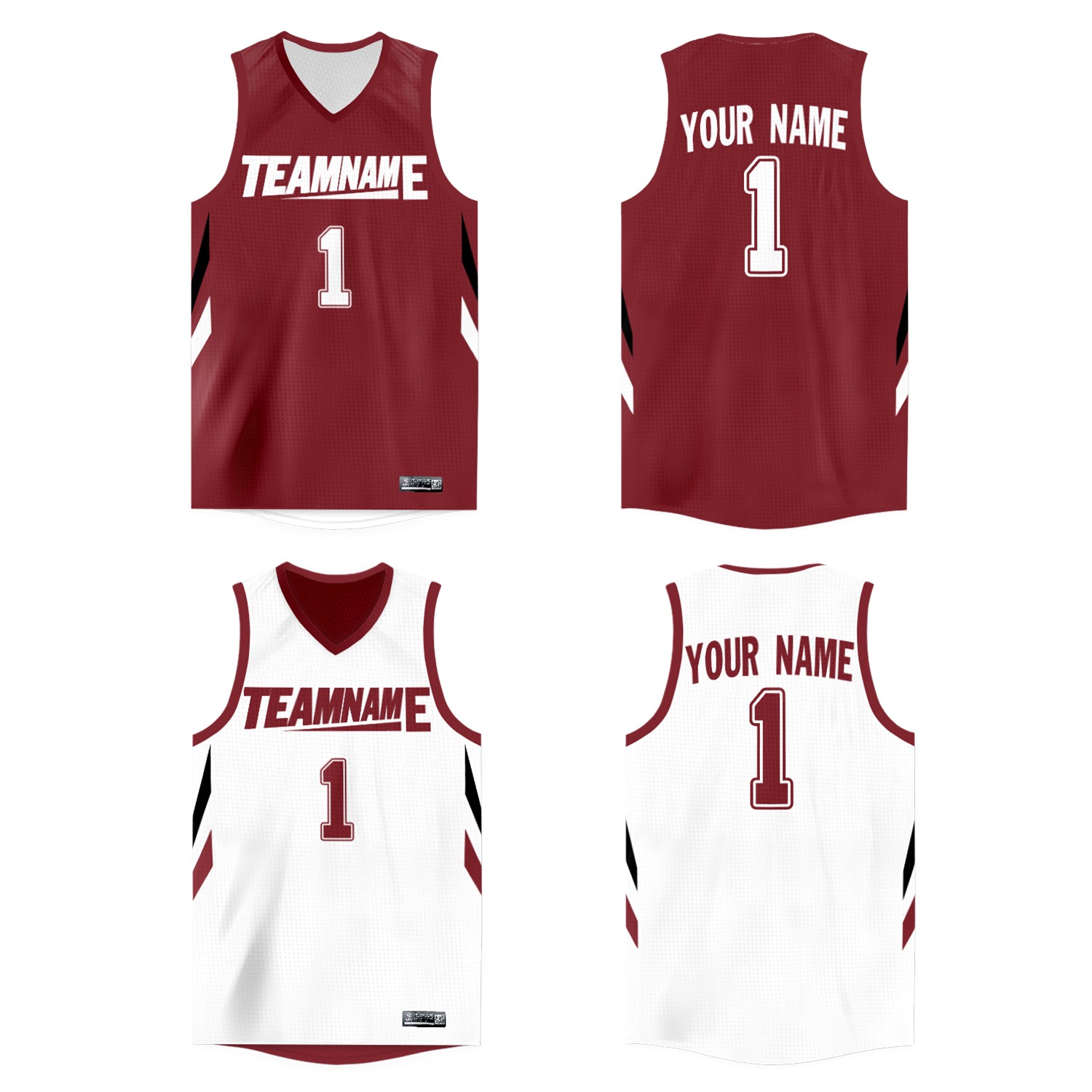 Custom Crimson White Double Side Tops Athletic Basketball Jersey