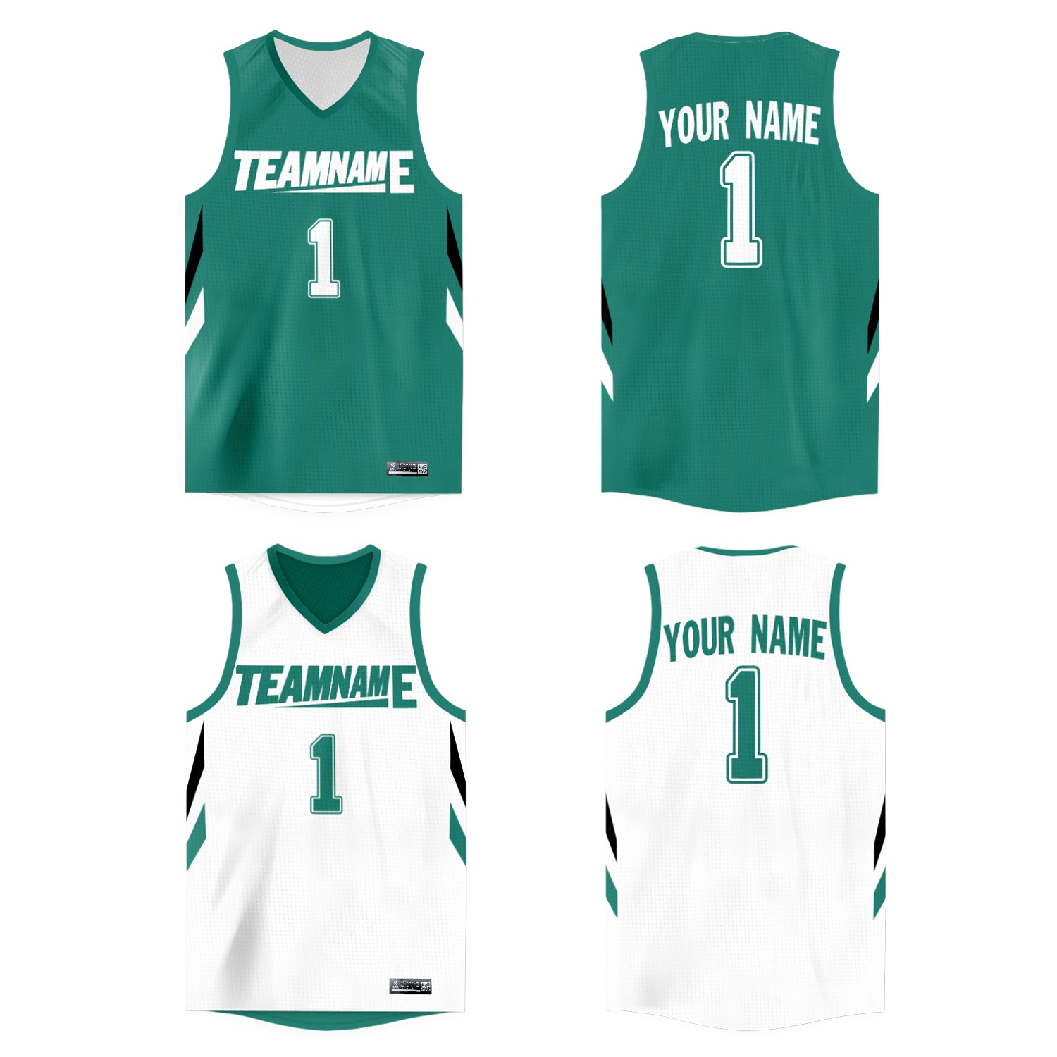 Custom Teal White Double Side Tops Athletic Basketball Jersey