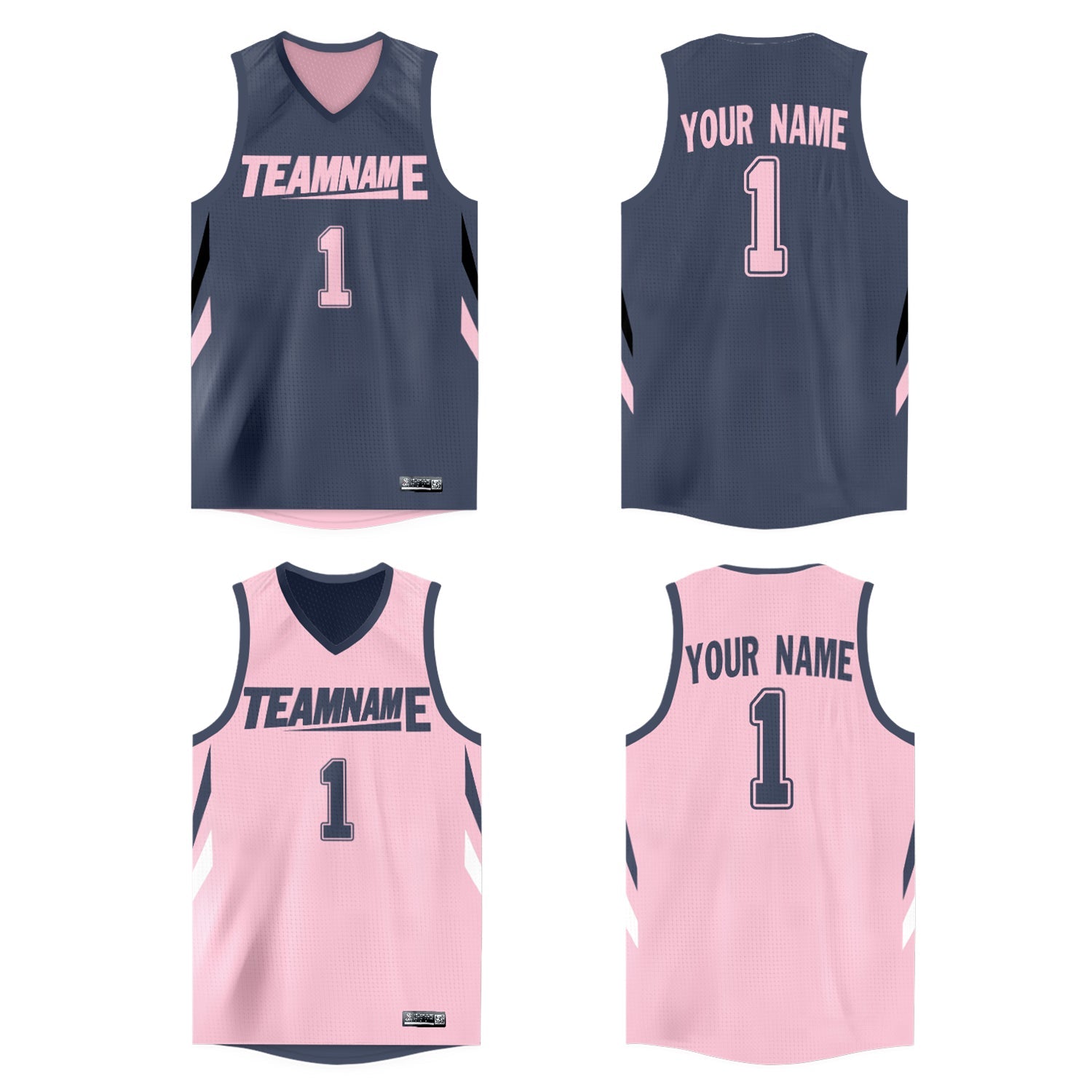 Custom Gray Pink Double Side Tops Athletic Basketball Jersey