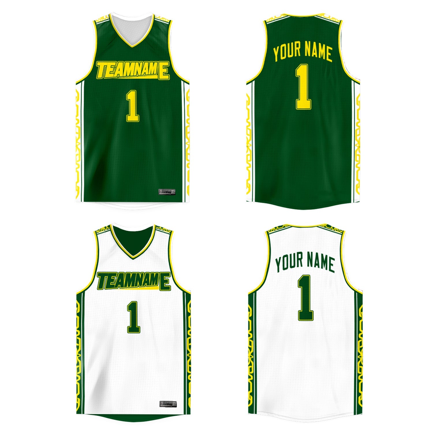 Custom Green White Double Side Tops Athletic Basketball Jersey