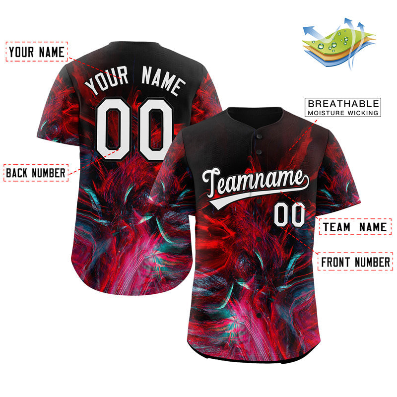 Custom Red White-Black Graffiti Pattern Authentic Baseball Jersey