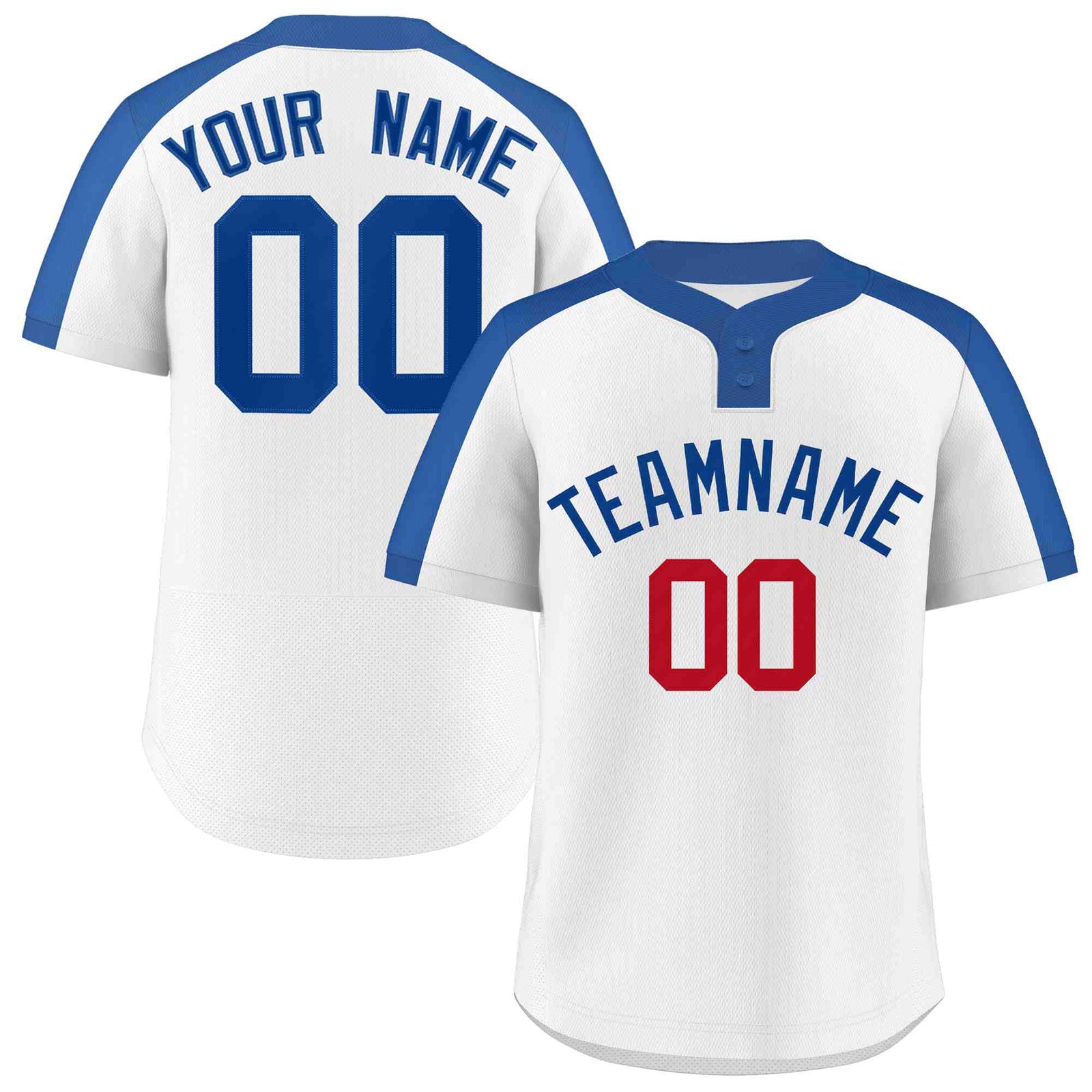 Custom White Royal Classic Style Authentic Two-Button Softball Jersey