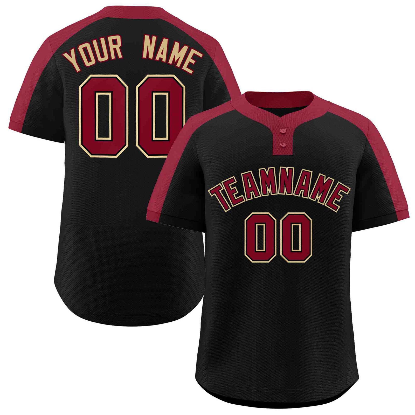 Custom Black Crimson-Black Classic Style Authentic Two-Button Softball Jersey