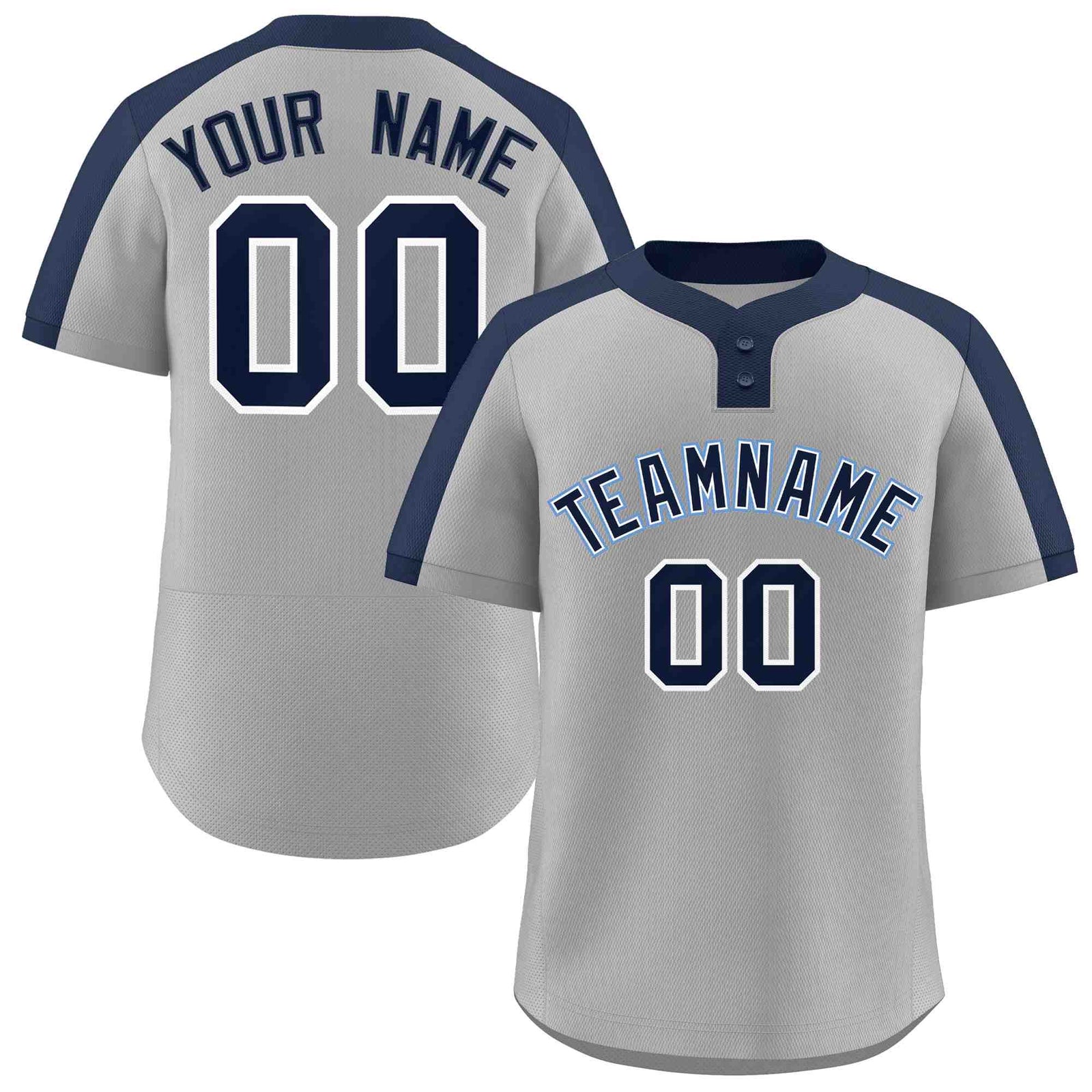Custom Gray Navy-White Classic Style Authentic Two-Button Softball Jersey