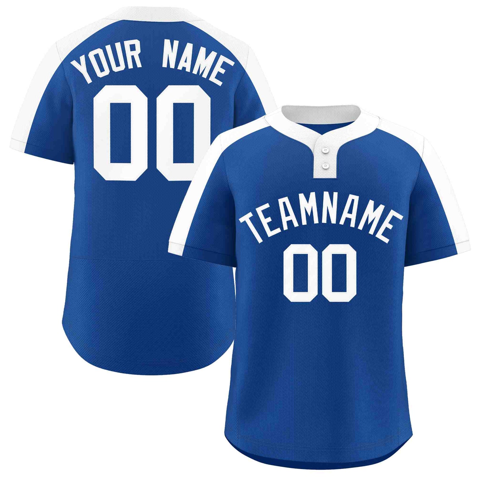 Custom Royal White Classic Style Authentic Two-Button Softball Jersey