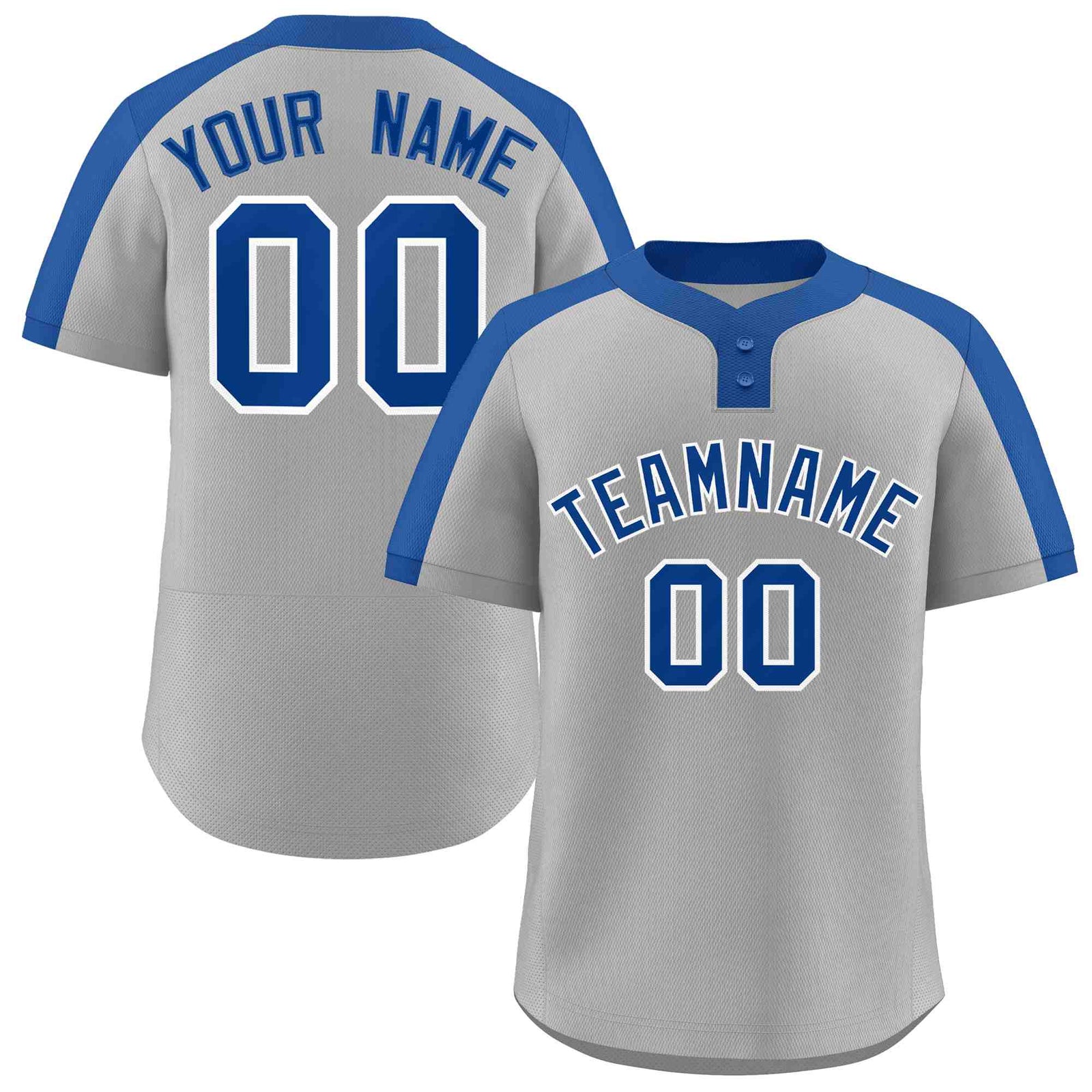 Custom Gray Royal-White Classic Style Authentic Two-Button Softball Jersey