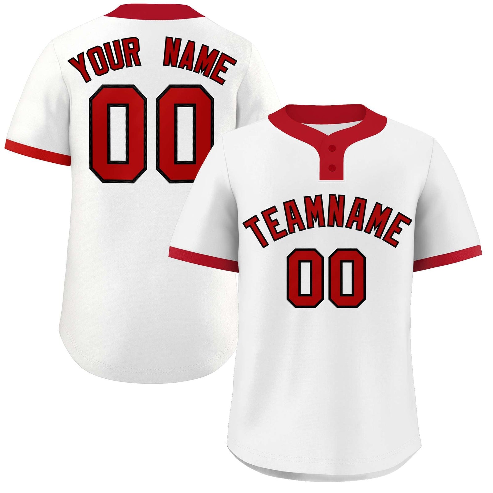 Custom White Red-Black Classic Style Authentic Two-Button Softball Jersey