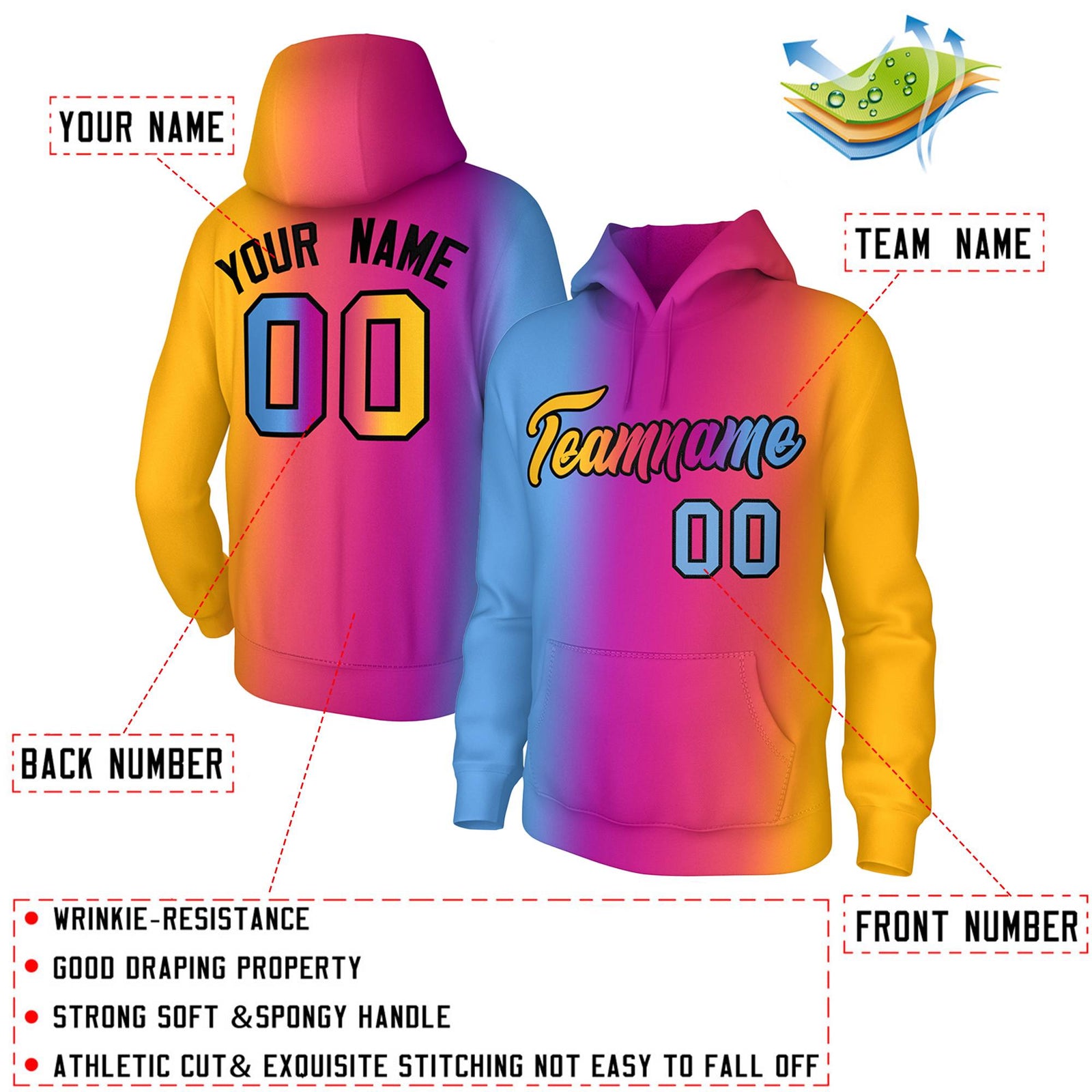 Custom Light Pink Gold Gradient Fashion Pullover Sweatshirt Hoodie