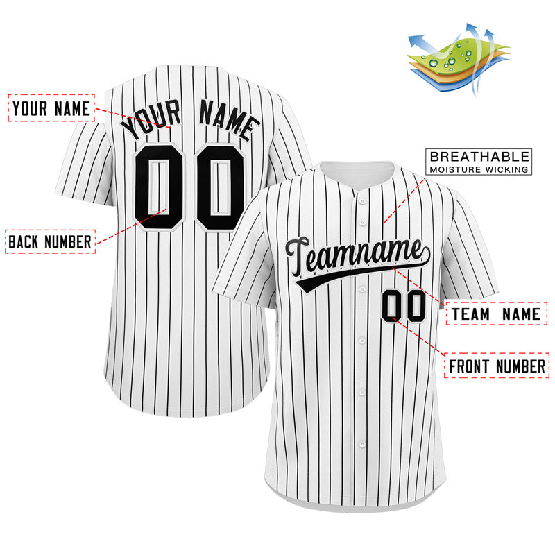 white pinstripe baseball jersey-Custom details