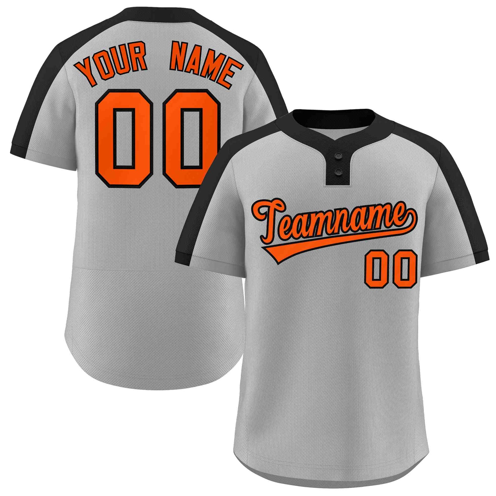 Custom Gray Orange-Black Classic Style Authentic Two-Button Softball Jersey
