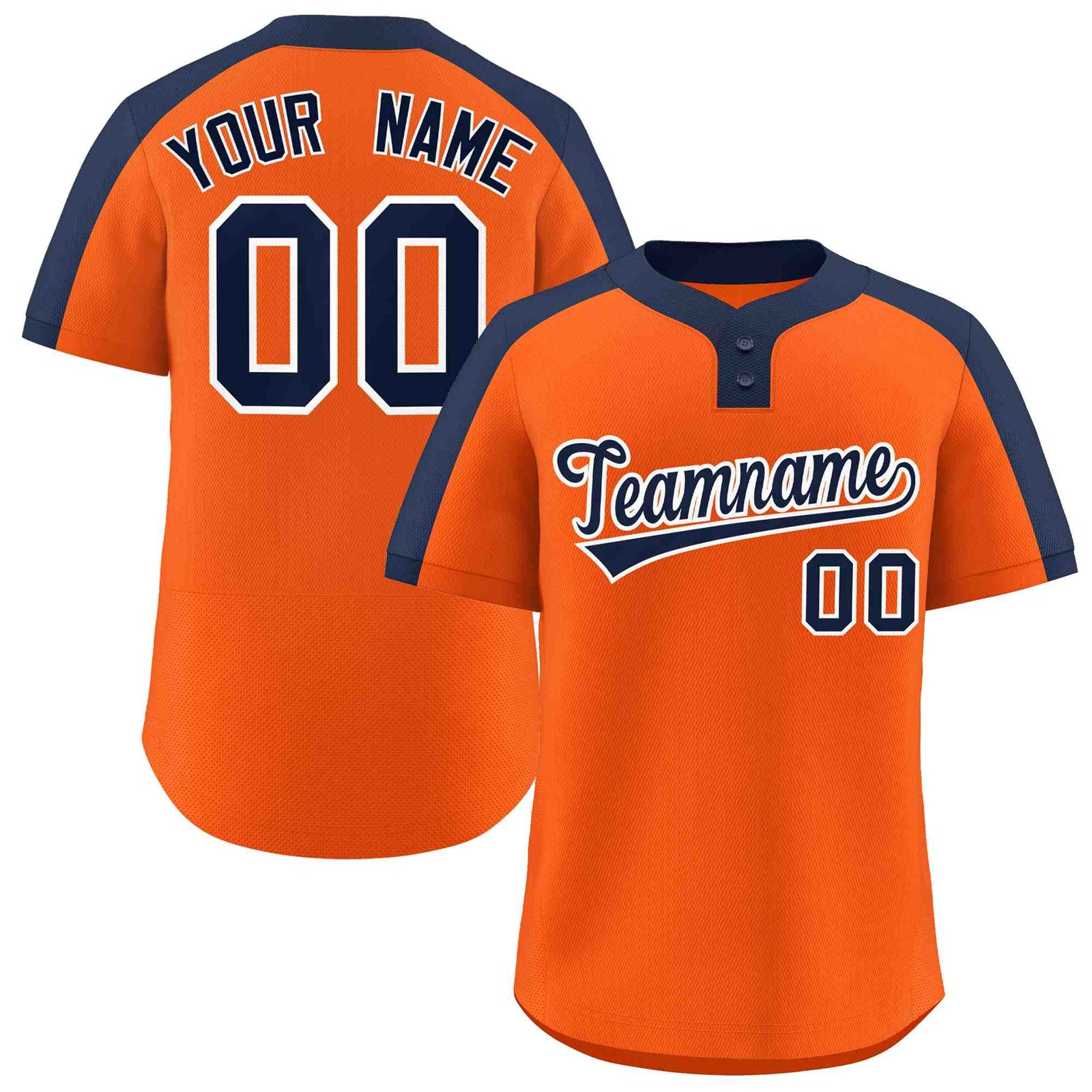 Custom Orange Navy-White Classic Style Authentic Two-Button Softball Jersey